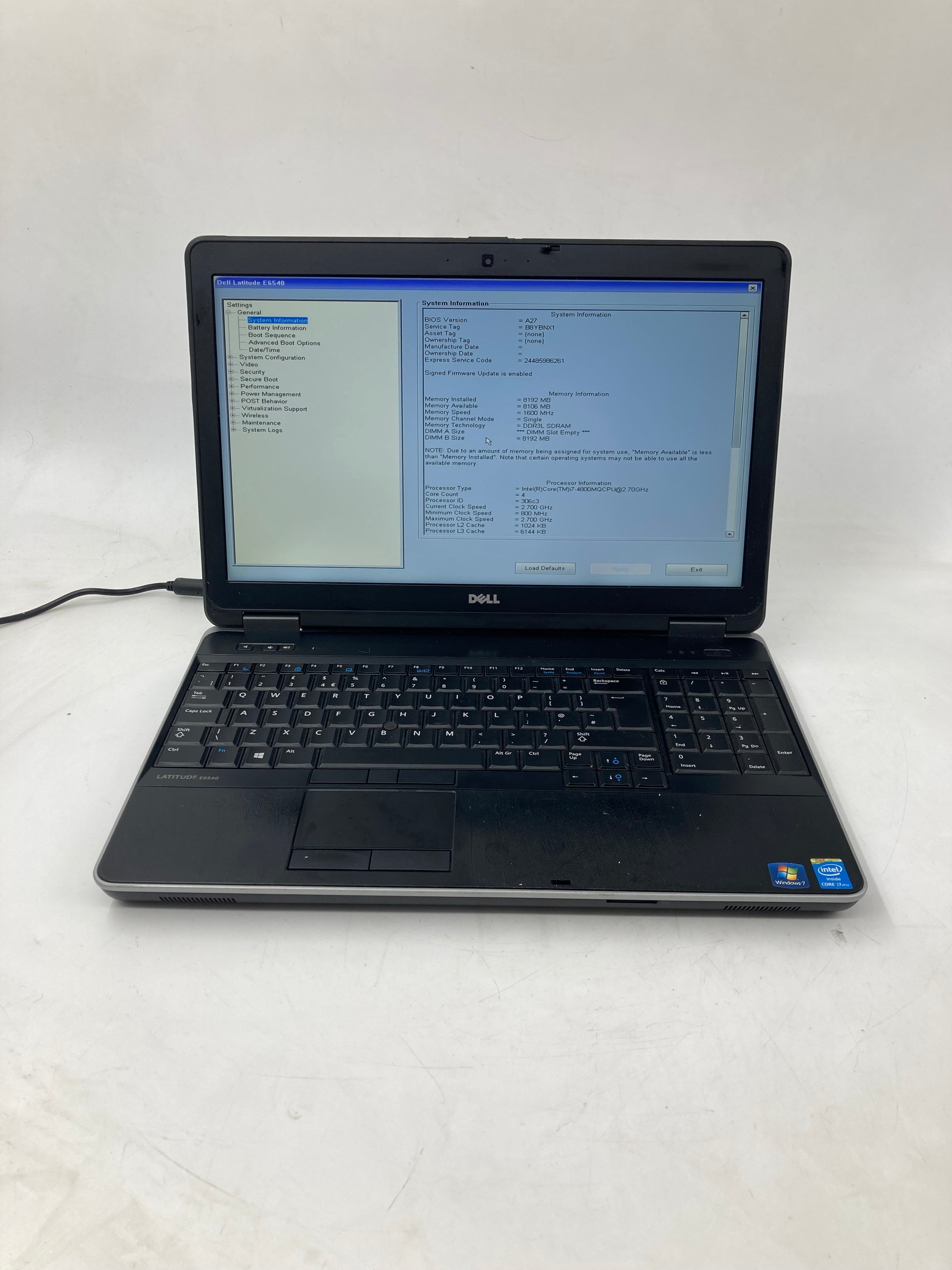 Dell Laptop Latitude E6540 15.6" Screen I7 4th Gen 8gb Ram No Storage No OS