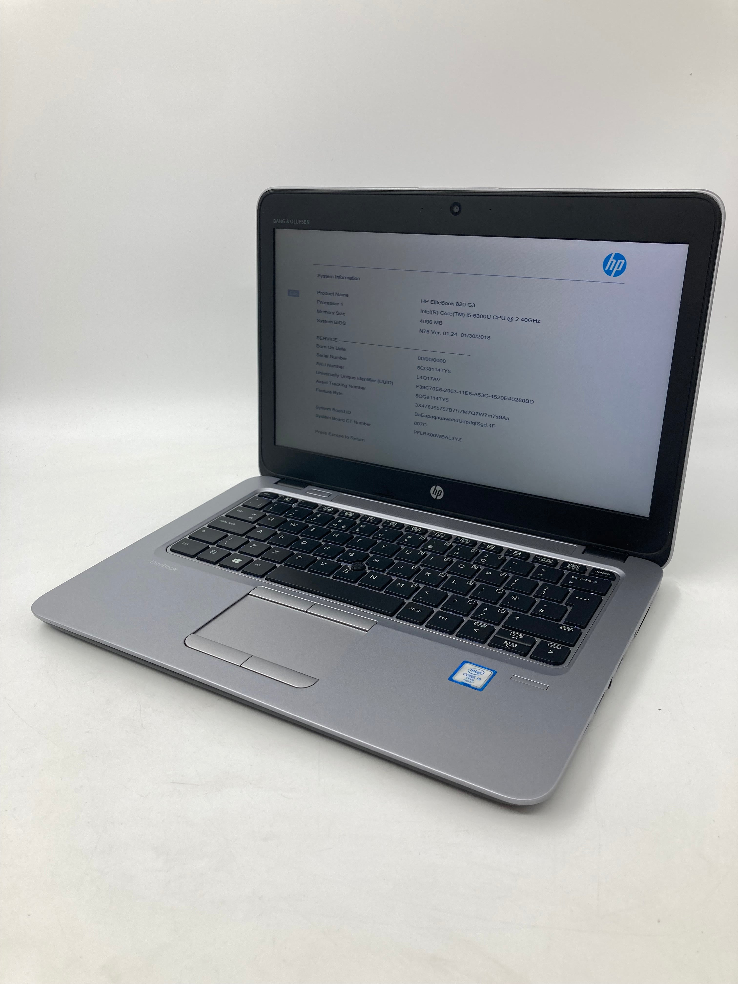HP EliteBook 820 G3 12.5" Screen i5 6th Gen 4GB RAM No SSD No OS