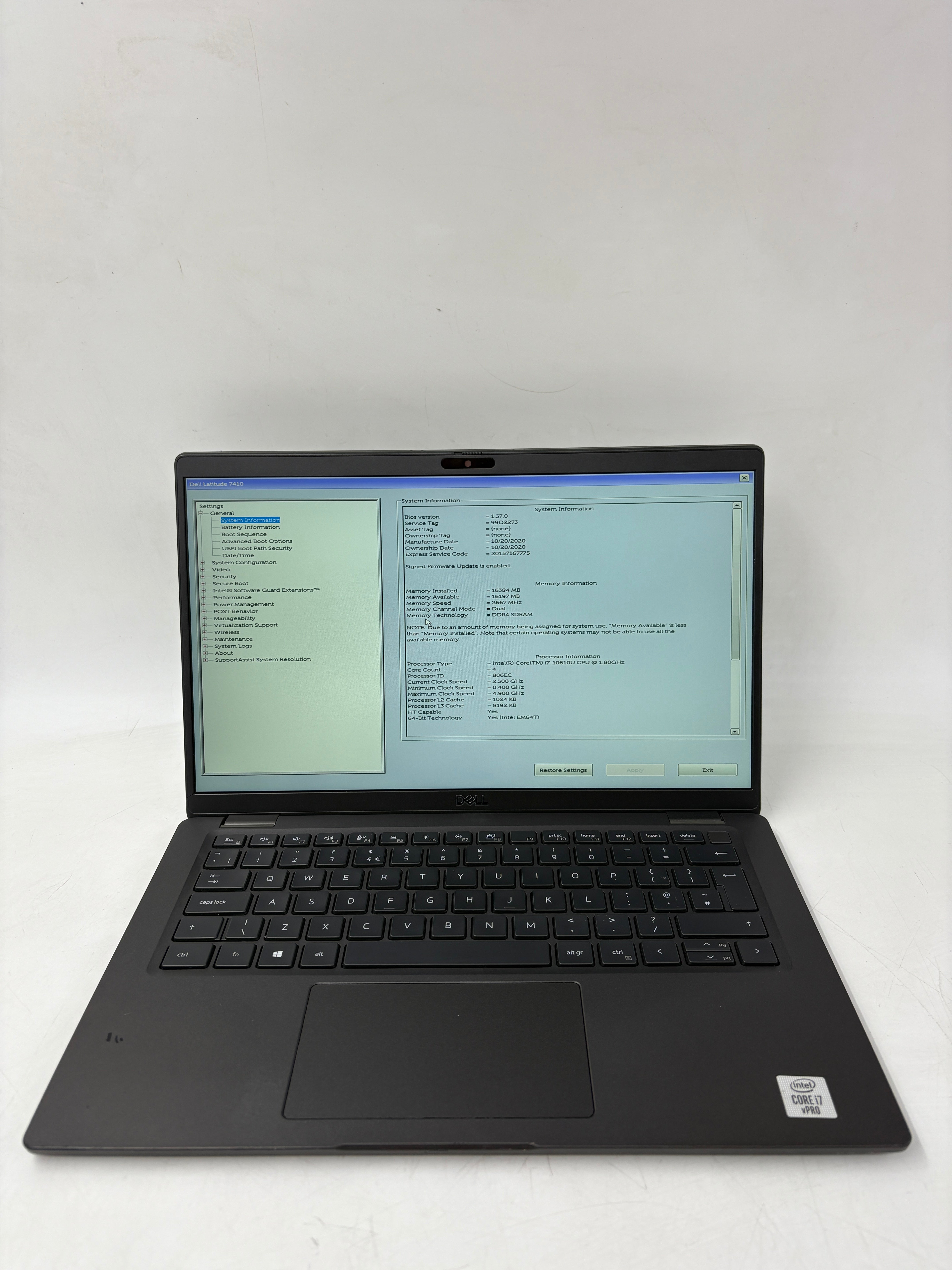Dell Laptop Latitude 7410 14" Screen i7 10th Gen 16GB RAM 512GB SSD W11