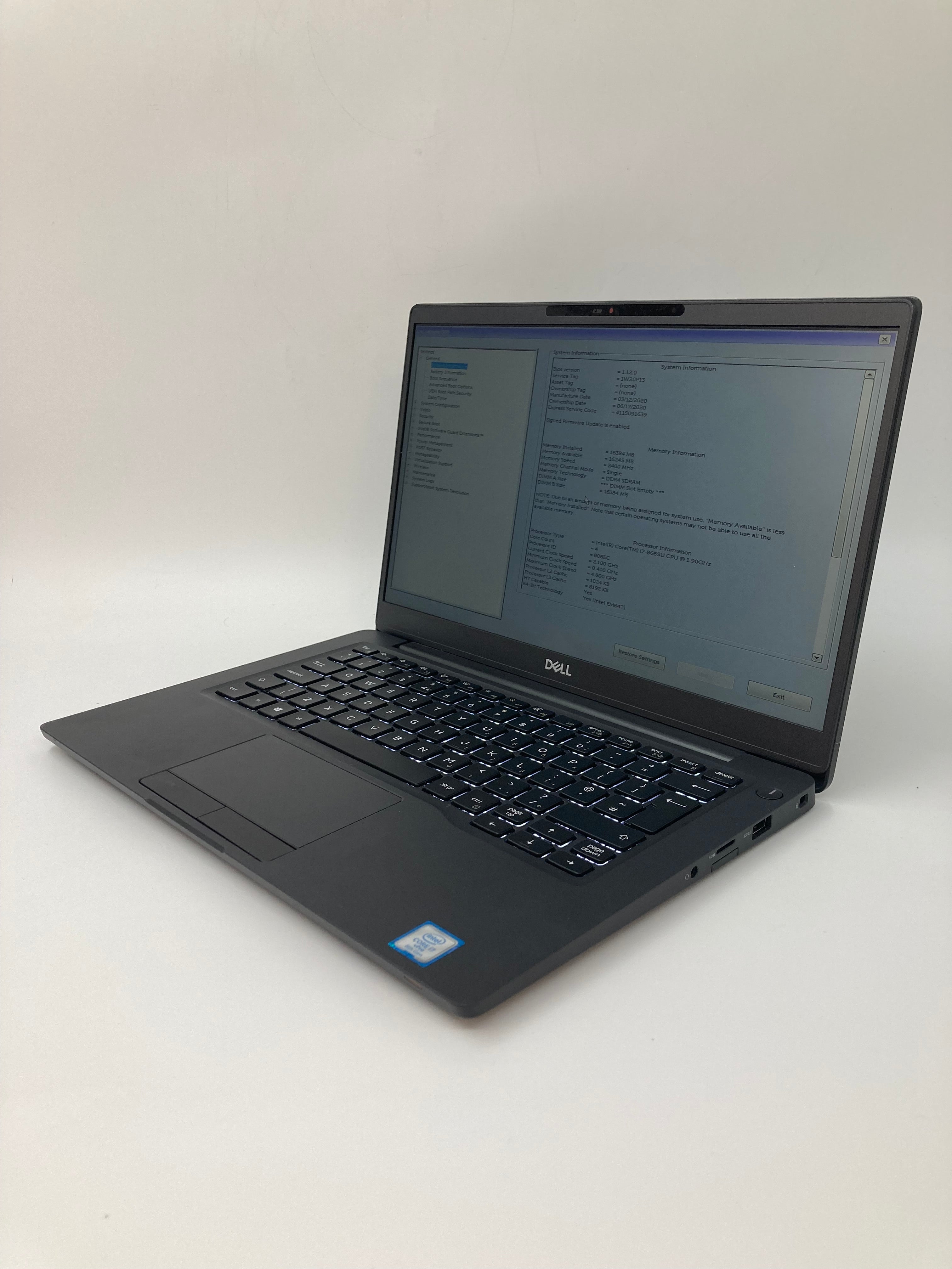 Dell Laptop Latitude 7300 13.3" Screen i7 8th Gen 16GB RAM No SSD No OS Spares