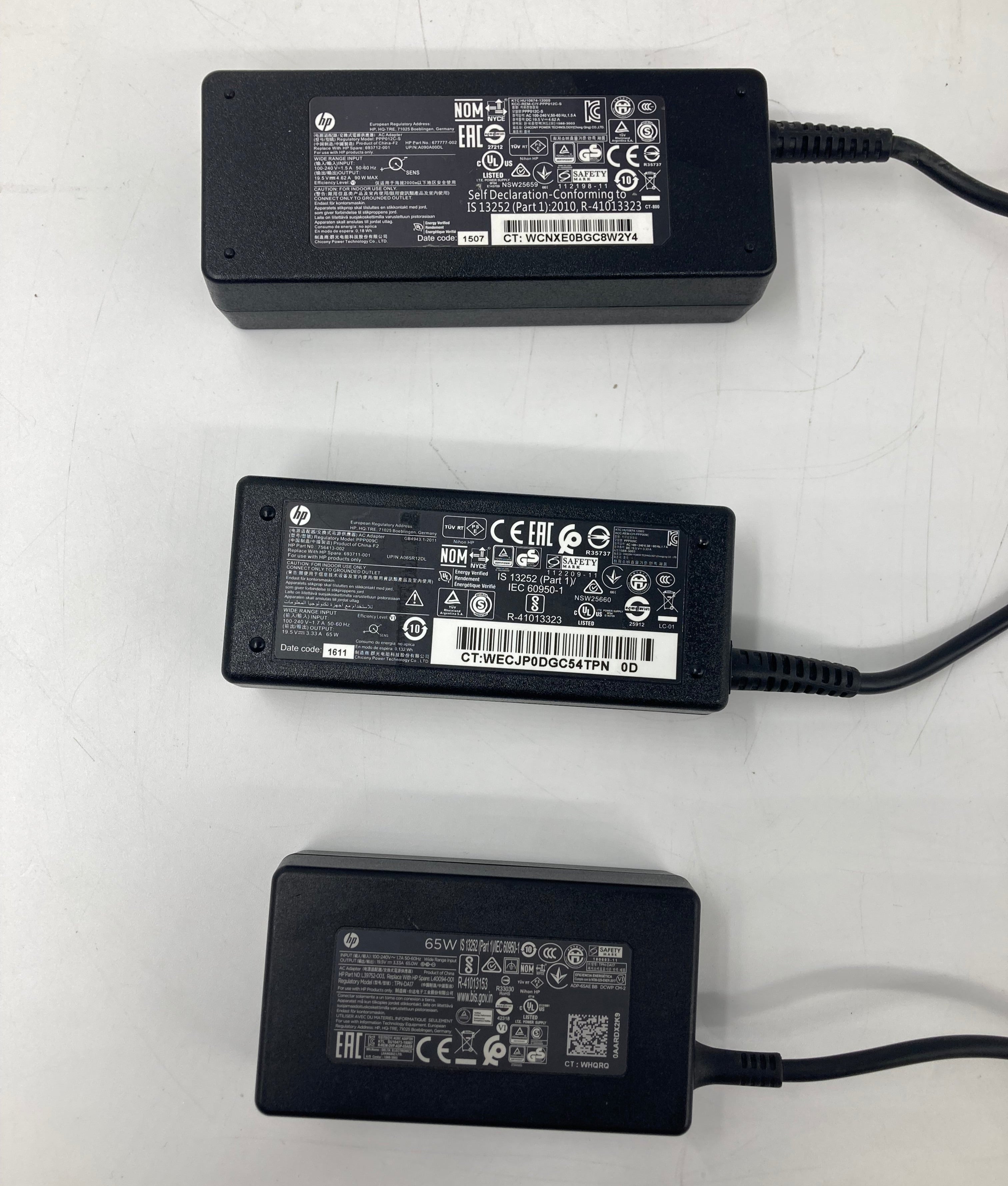 Batch of 15 HP Big Tip Laptop Chargers 65W/90W - Black 7.4x5.0mm
