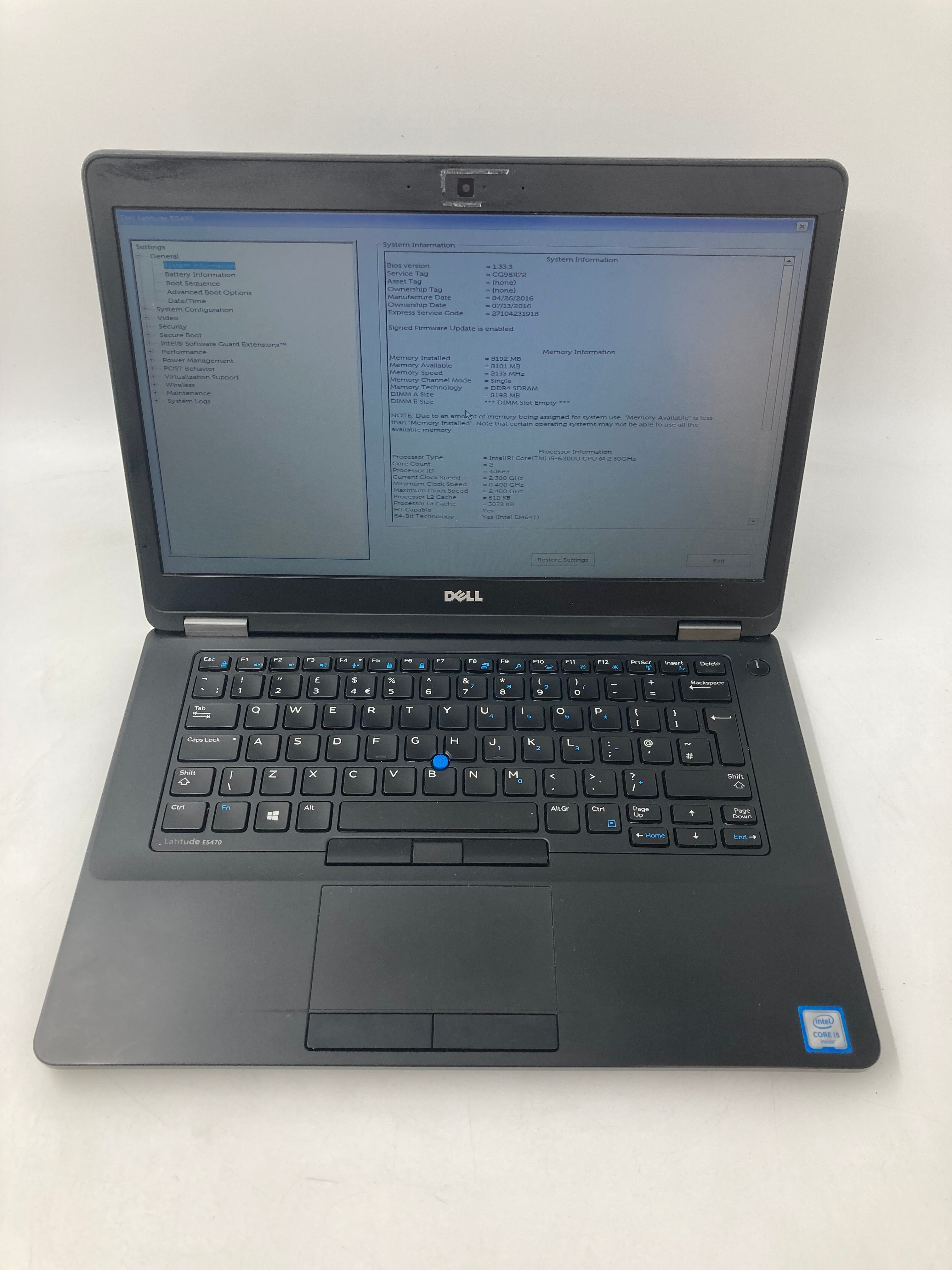 Dell Laptop Latitude E5470 14" i5 6th Gen 8GB RAM No HDD No OS