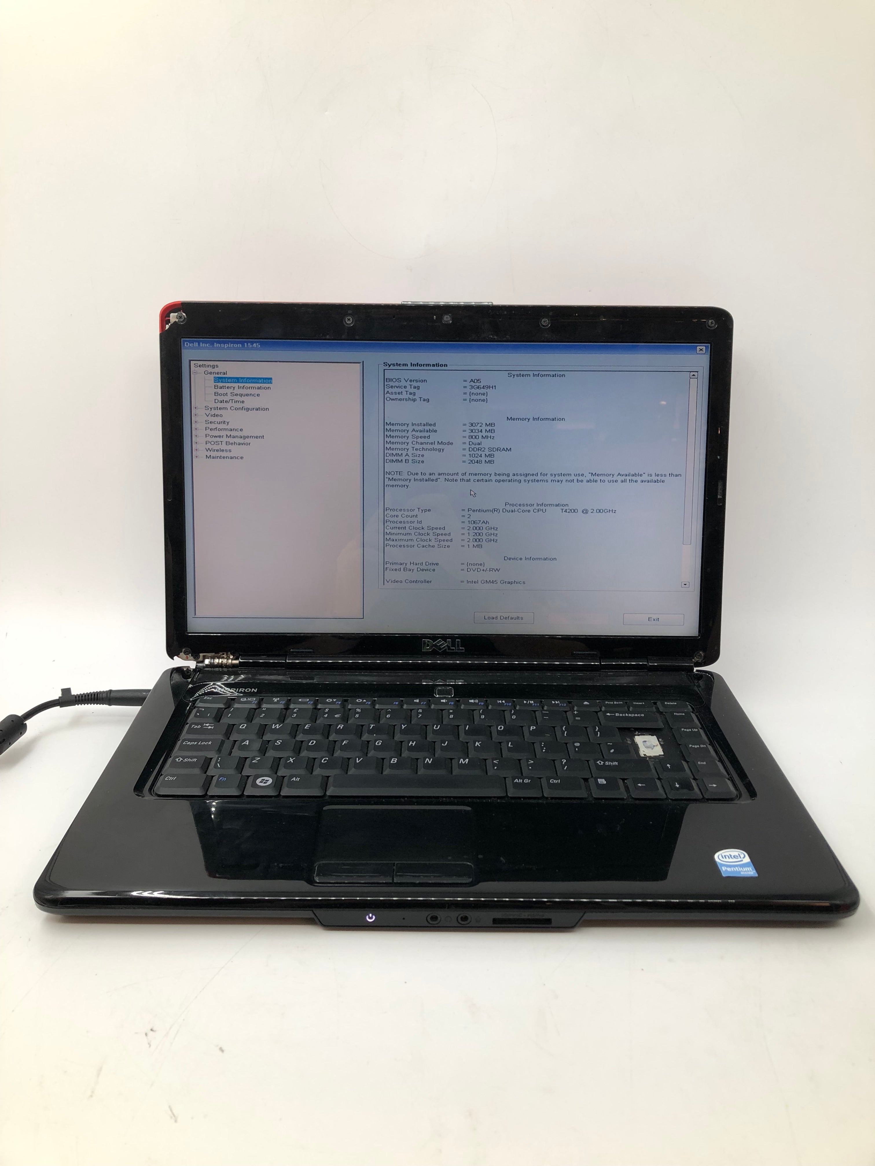 Dell Inspiron 1545 Spares: Intel Pentium, 3GB RAM, 15.6" Screen (No HDD/No OS)