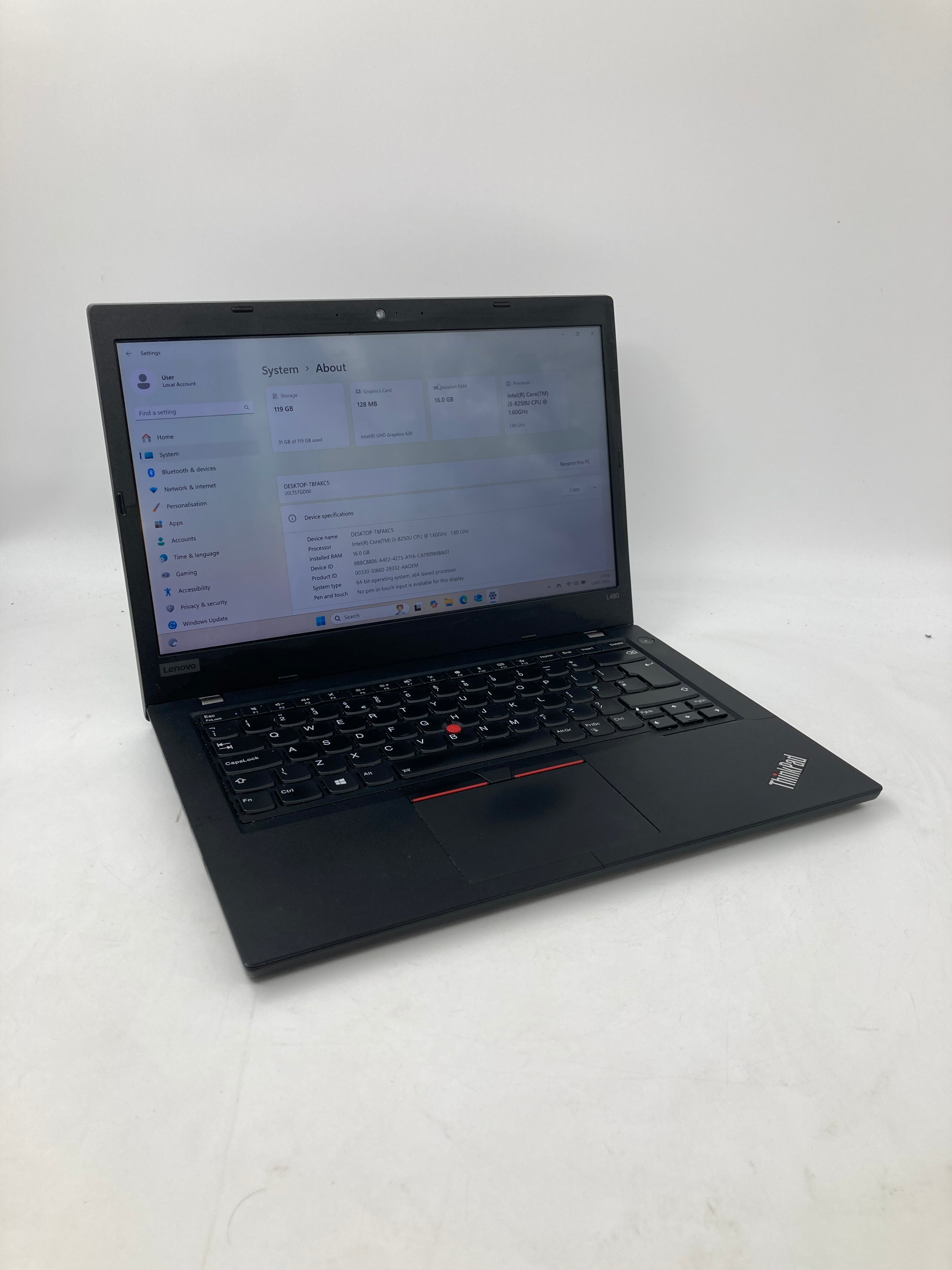 Lenovo ThinkPad L480 14" Screen i5 8th Gen 16GB Ram No SSD No OS *Spares*