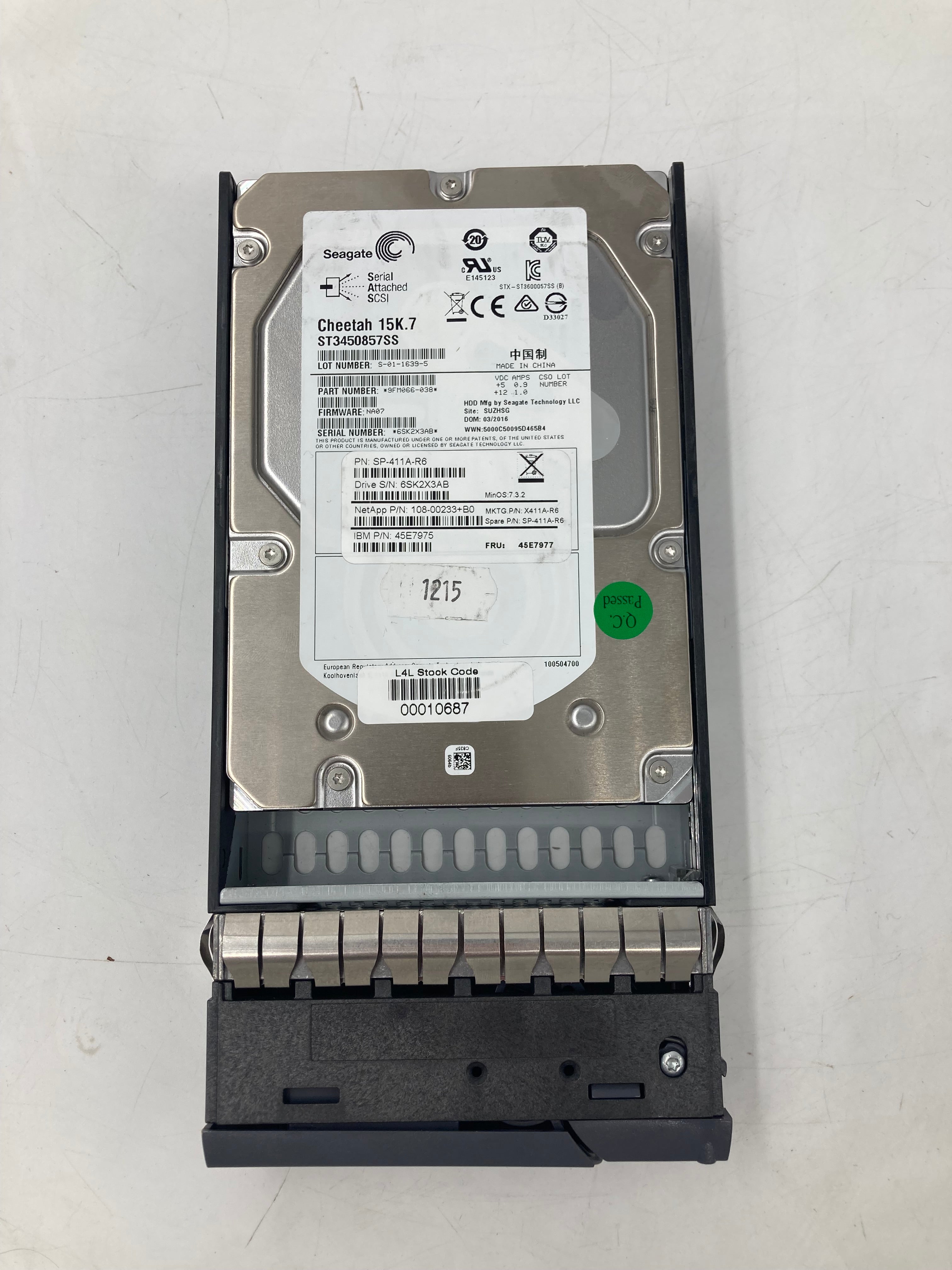 NetApp HDD 450GB SAS 3.5" 15K RPM 6.0 Gbps P/N 108-00233 Lot Of 14