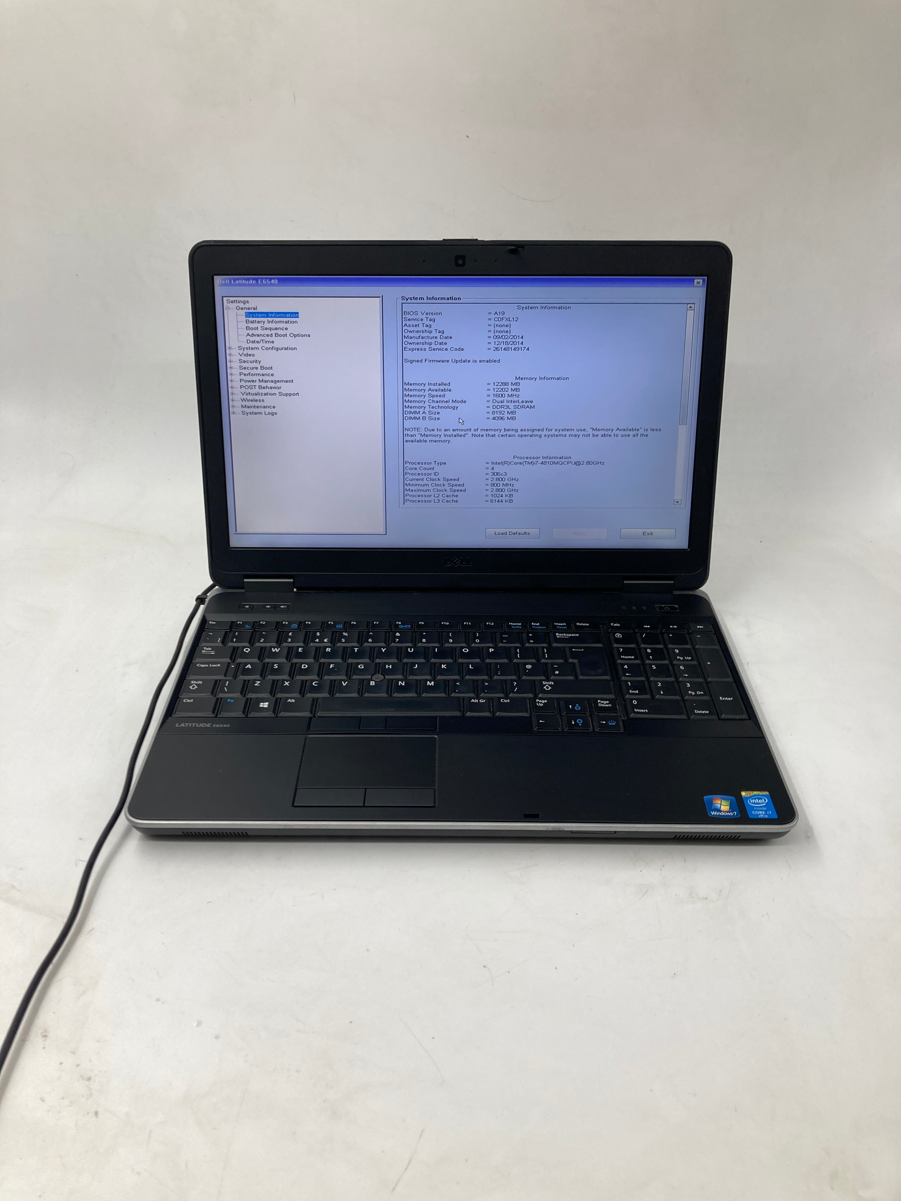 Dell Laptop Latitude E6540 15.6" Screen i7 4th Gen 12GB Ram No Storage No OS