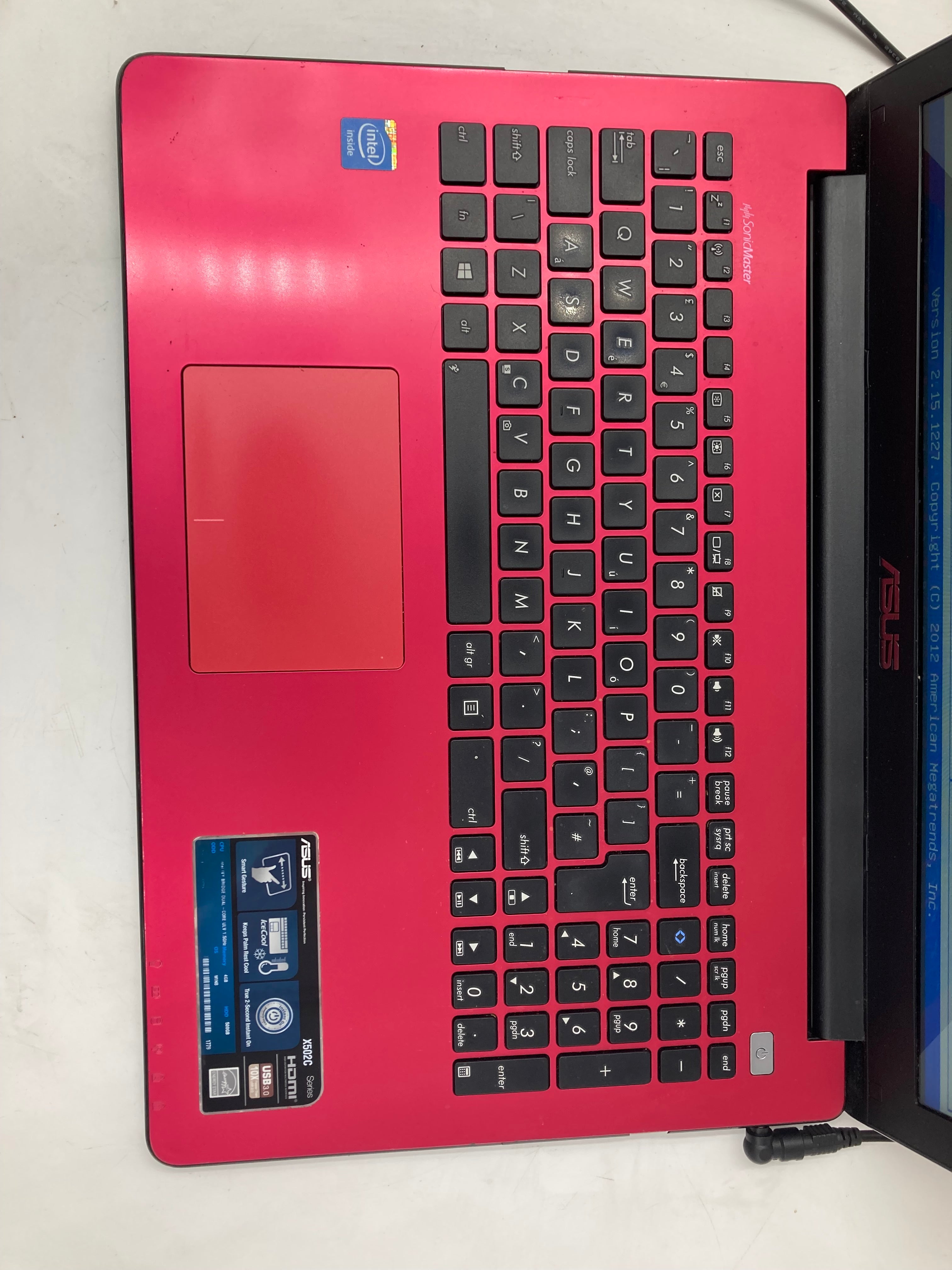 Asus Laptop X502C 15.6" Screen Celeron 1007U 4GB Ram No Storage No OS