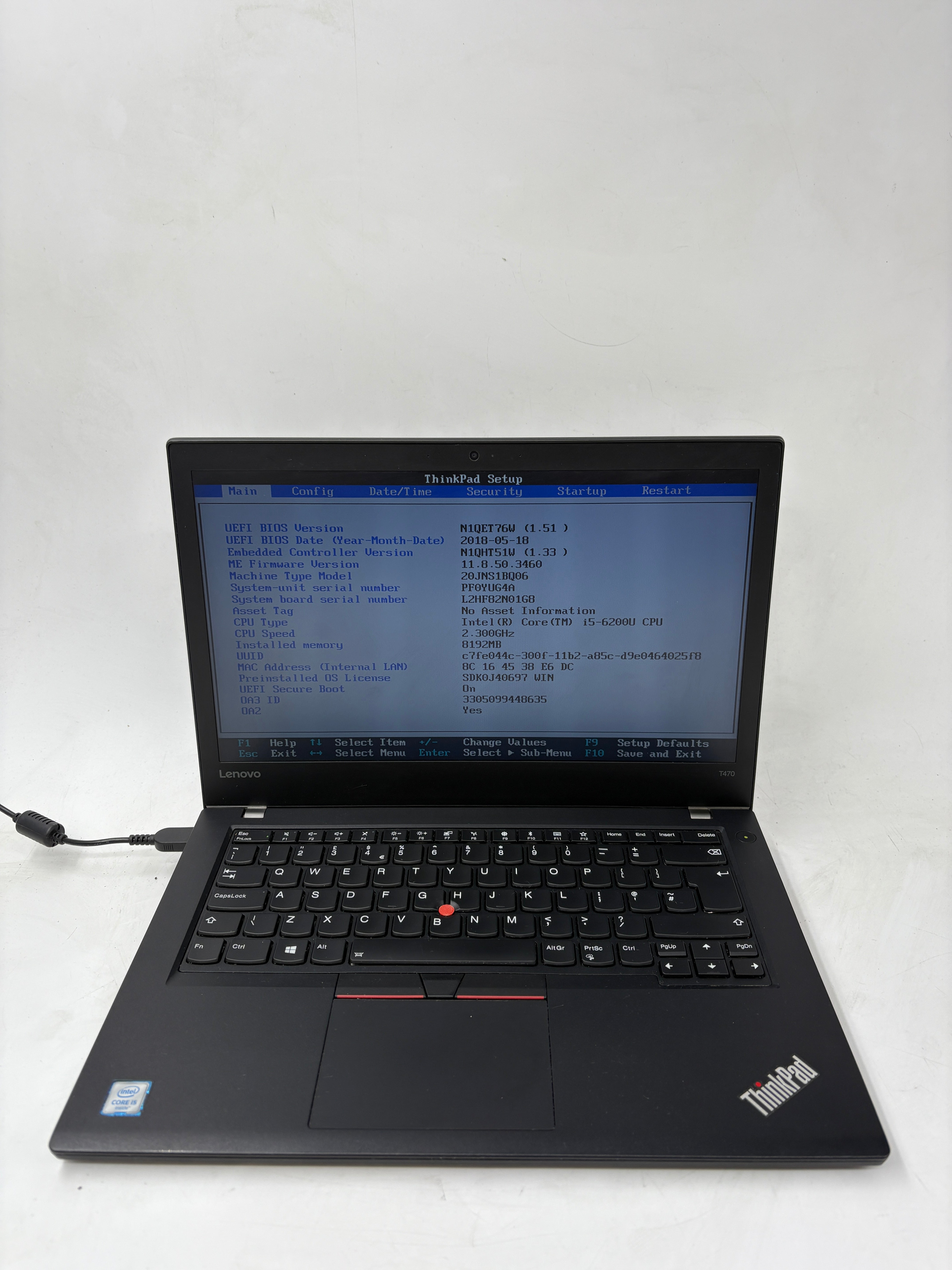 Lenovo Laptop ThinkPad T470 14" Screen i5 6th Gen 8GB RAM NO SSD NO OS