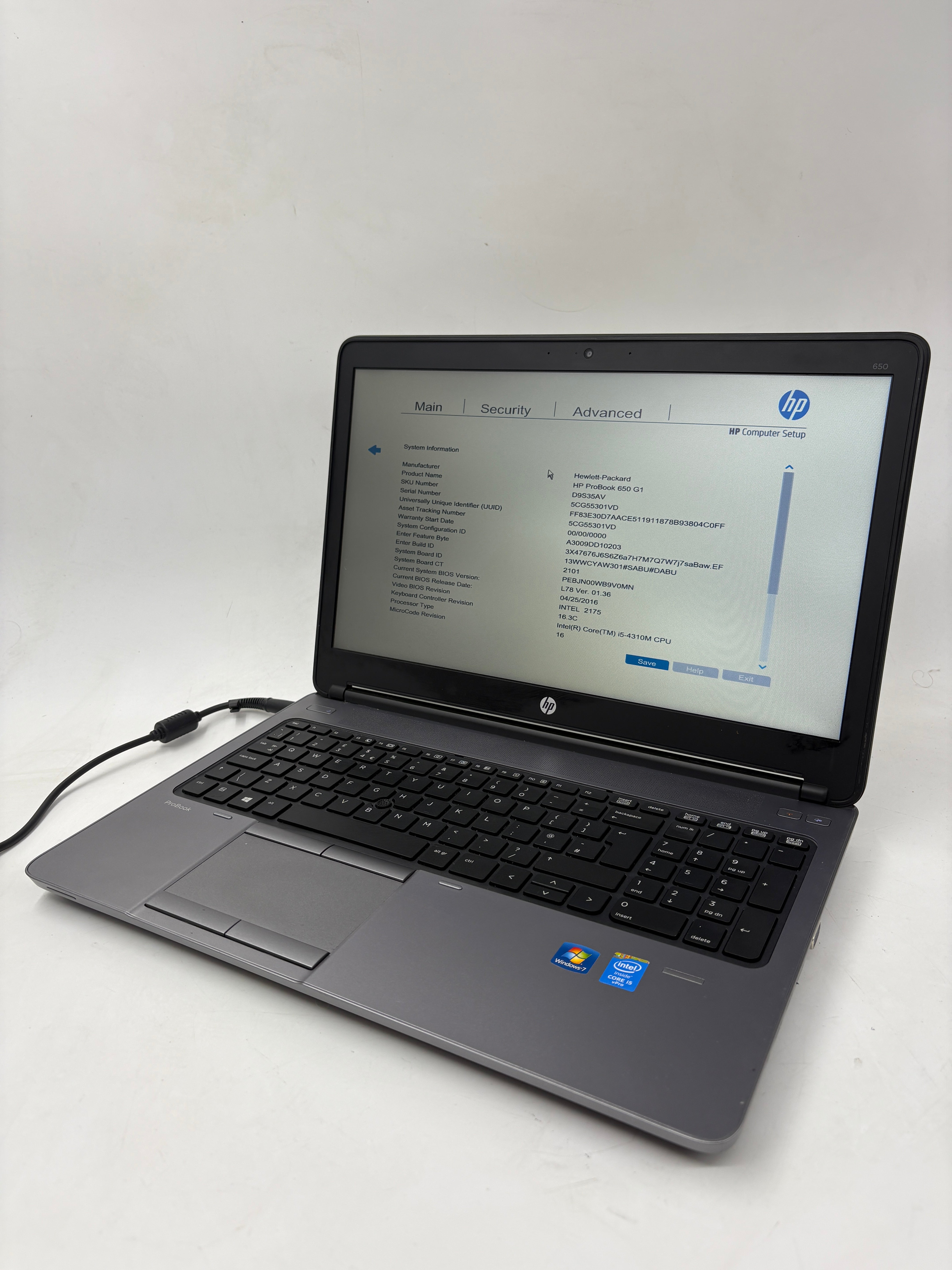 HP Laptop 650 G1 15.6" Screen i5 4th Gen 4GB RAM NO SSD NO OS