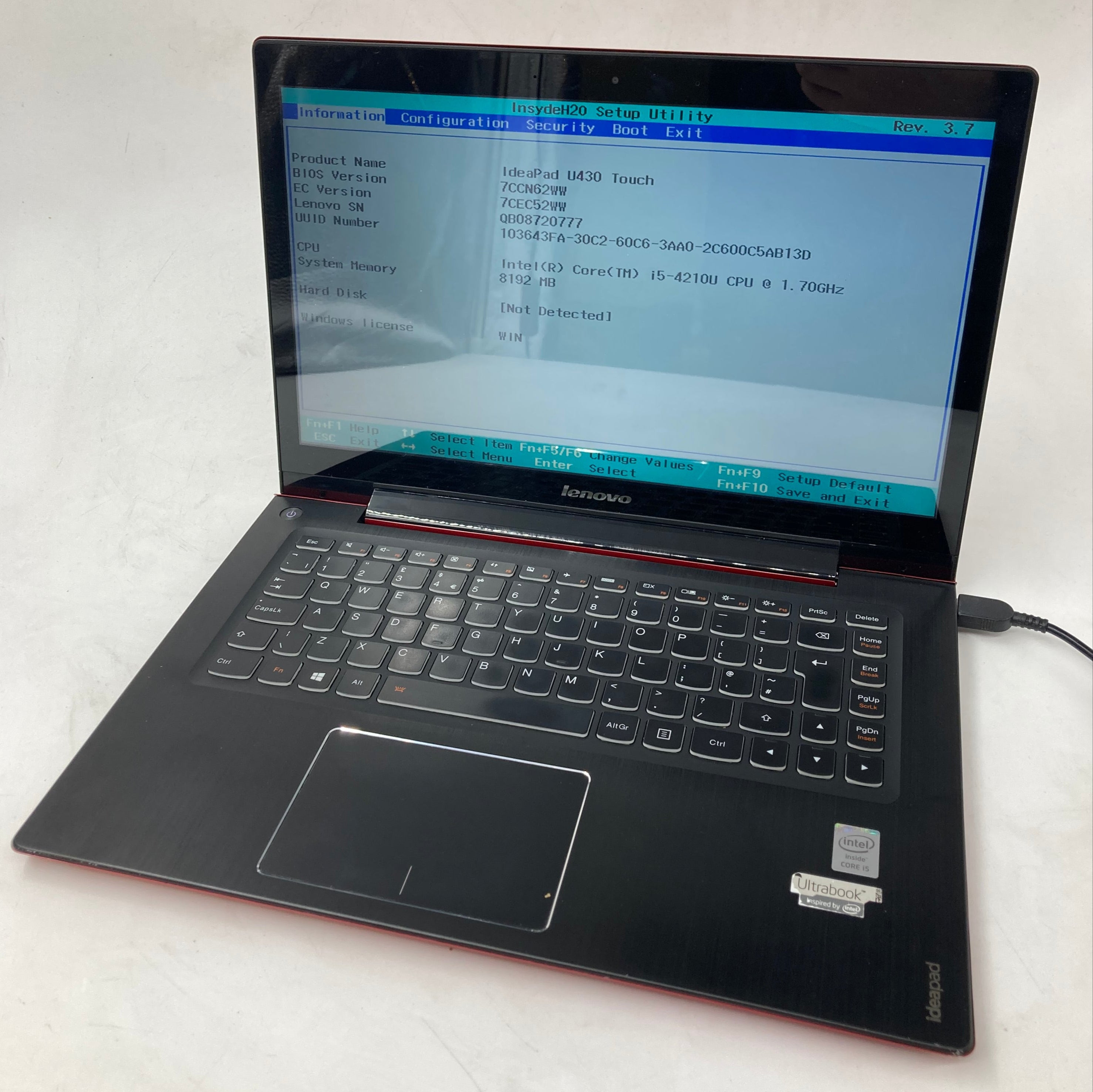 Lenovo Laptop IdeaPad U430 Touch 14" i5 4th Gen 8GB RAM No HDD *Spares*