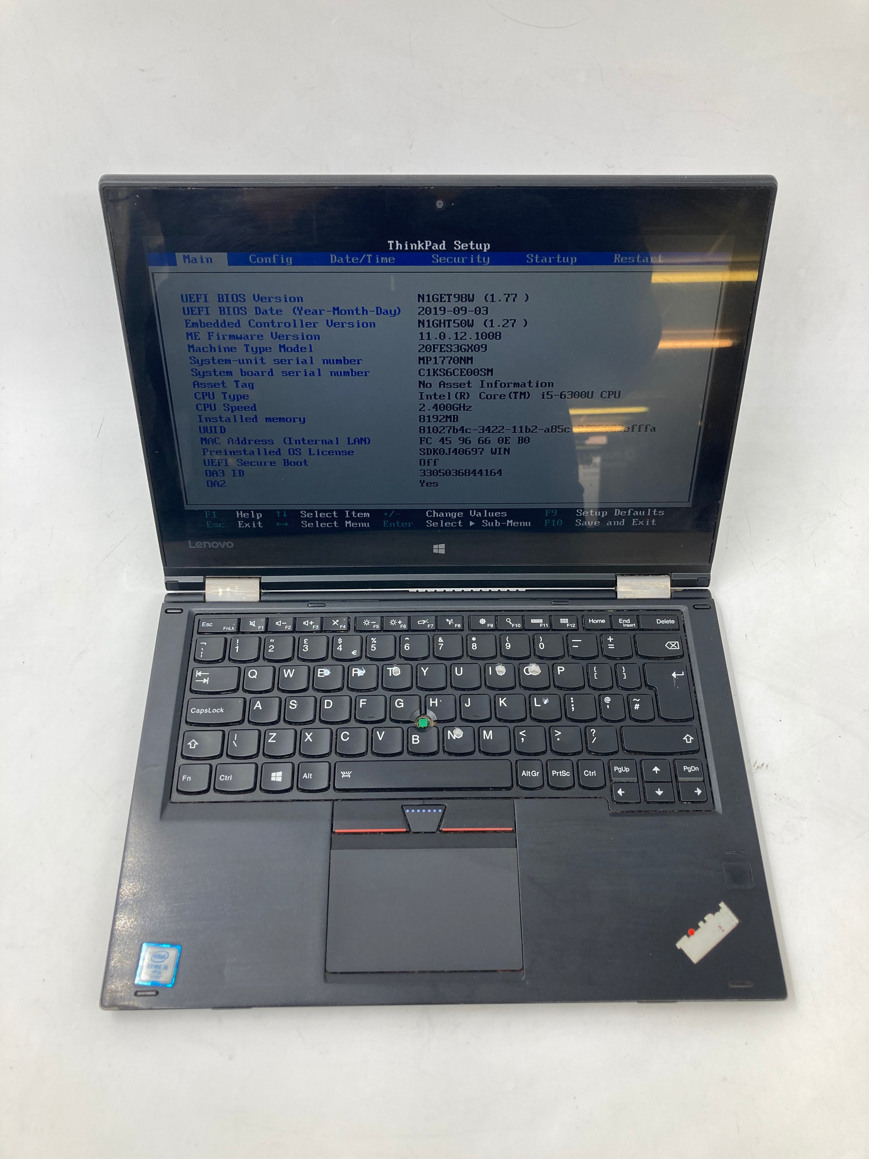 Lenovo Laptop ThinkPad Yoga 260 12.5" i5-6300U 8GB RAM No SSD No OS