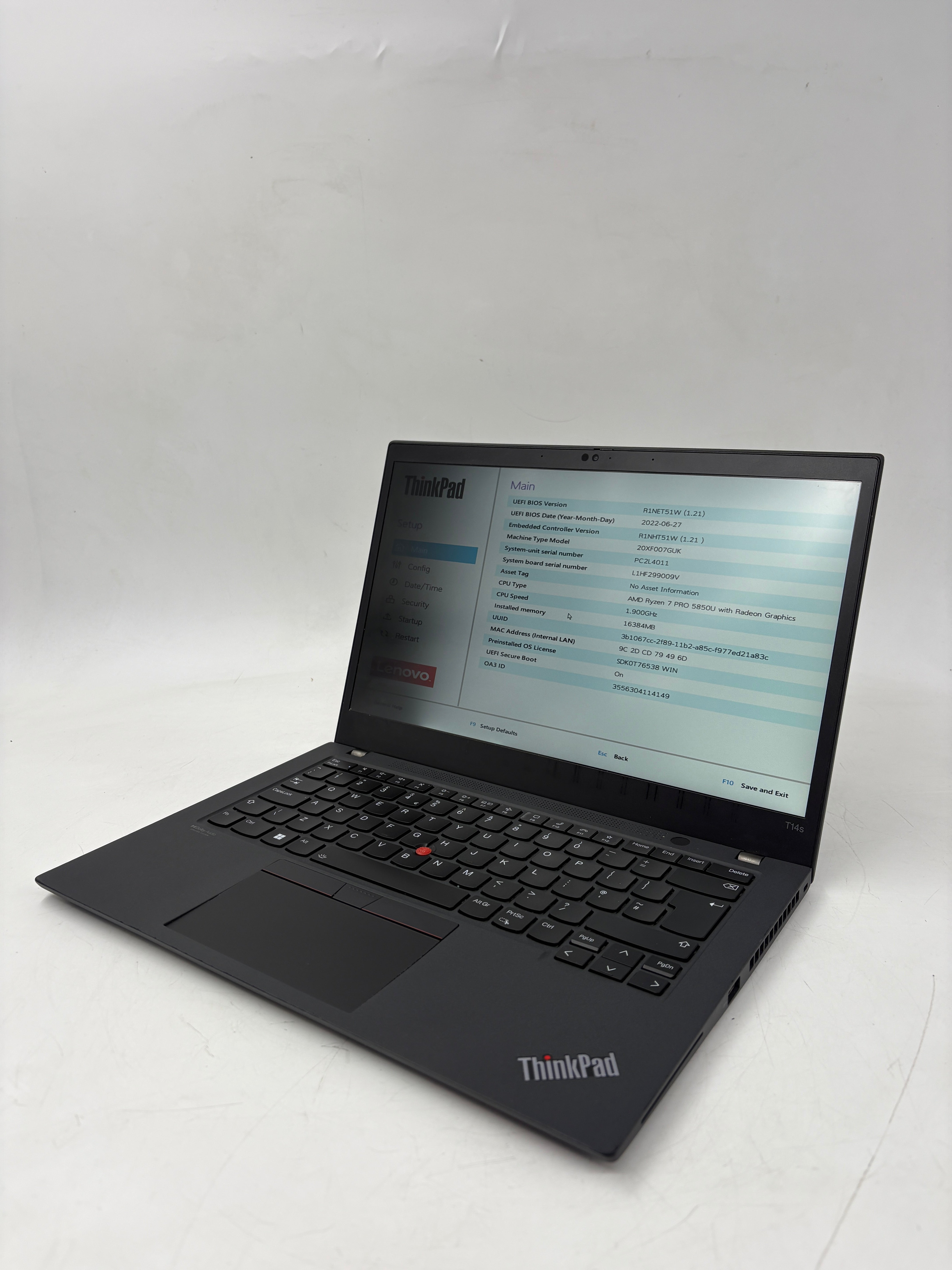 Lenovo Laptop ThinkPad T14S G2 14" Screen Ryzen PRO 5850U 16GB RAM 512GB SSD W11