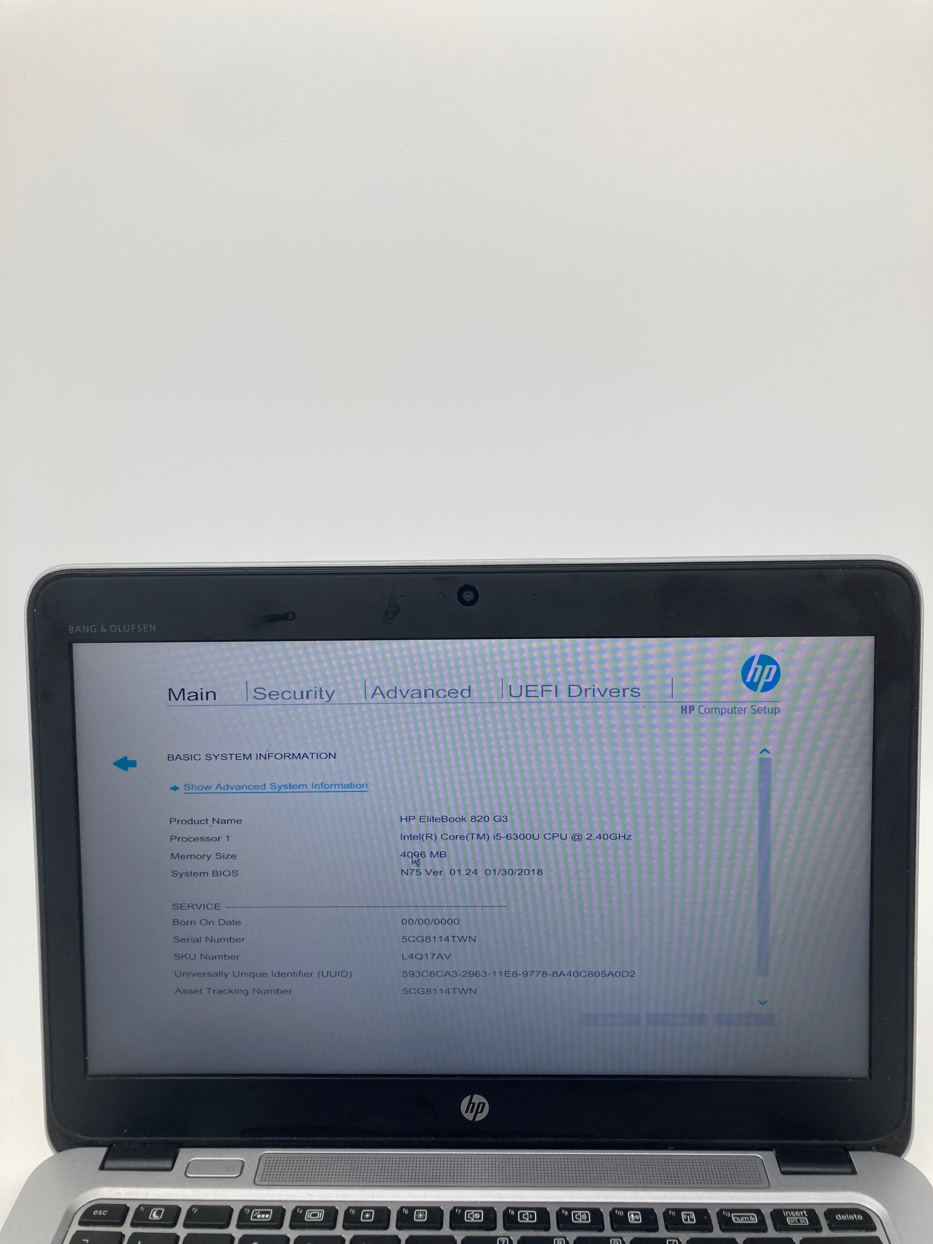 HP Laptop EliteBook 820 G3 12" Screen i5 6th Gen 4GB RAM No SSD No OS