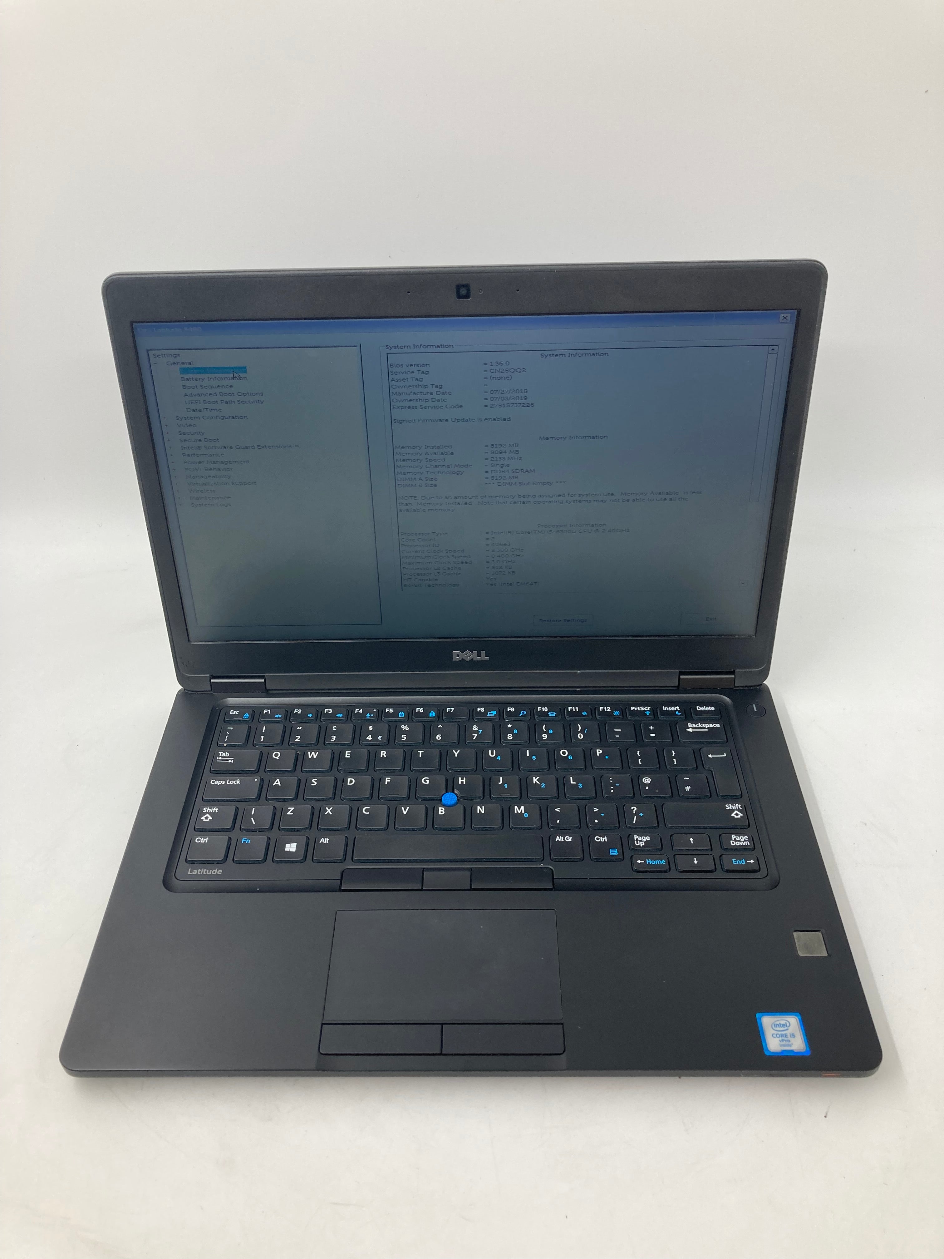 Dell Laptop Latitude 5480 14" i5 6th Gen 8GB RAM No HDD No OS
