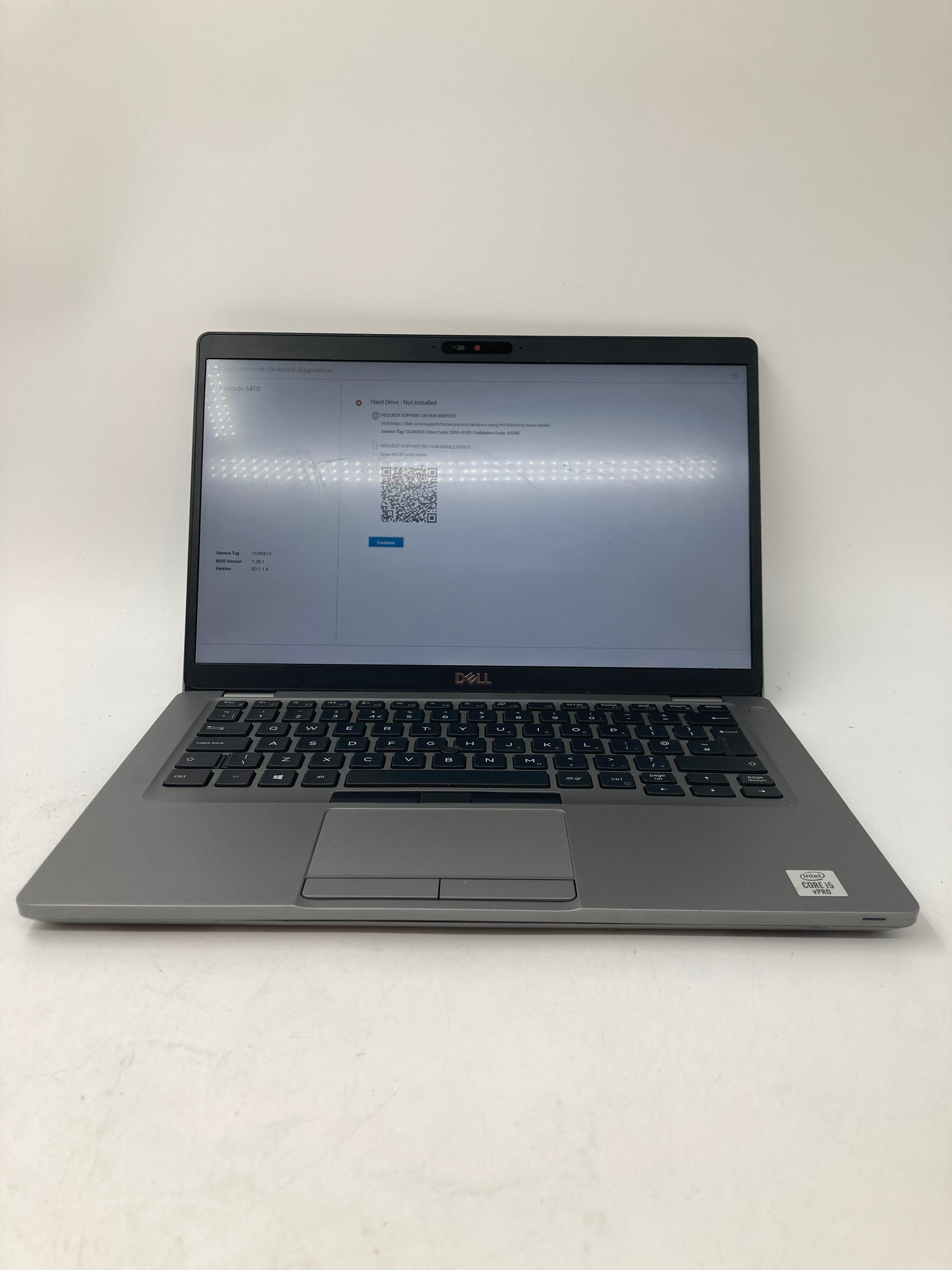 Dell Laptop Latitude 5410 14" Screen i5 10th Gen 16GB RAM No SSD No OS *Spares*