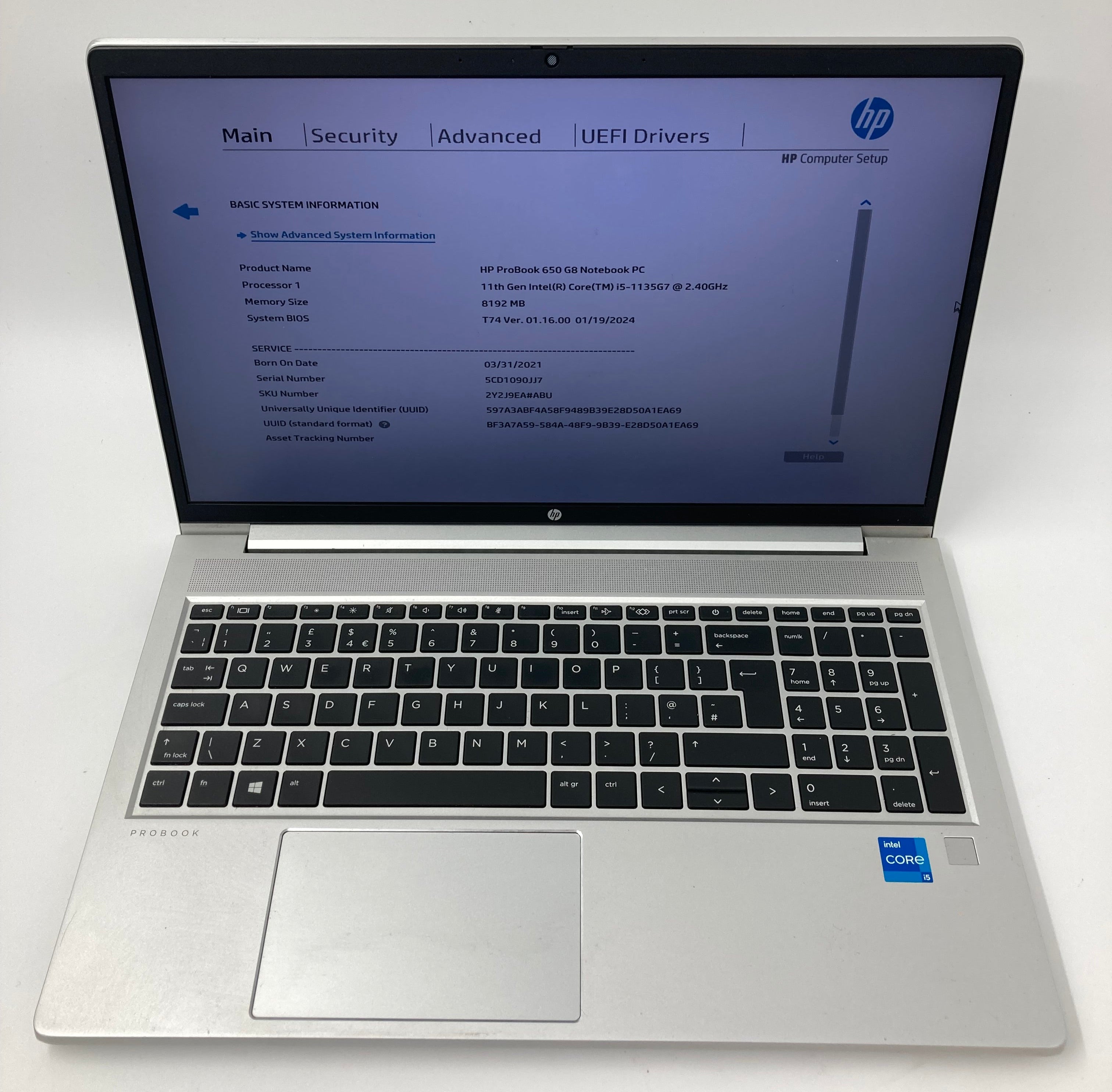 HP Laptop ProBook 650 G8 15.6" i5 11th Gen 8GB RAM No HDD No OS *Spares*