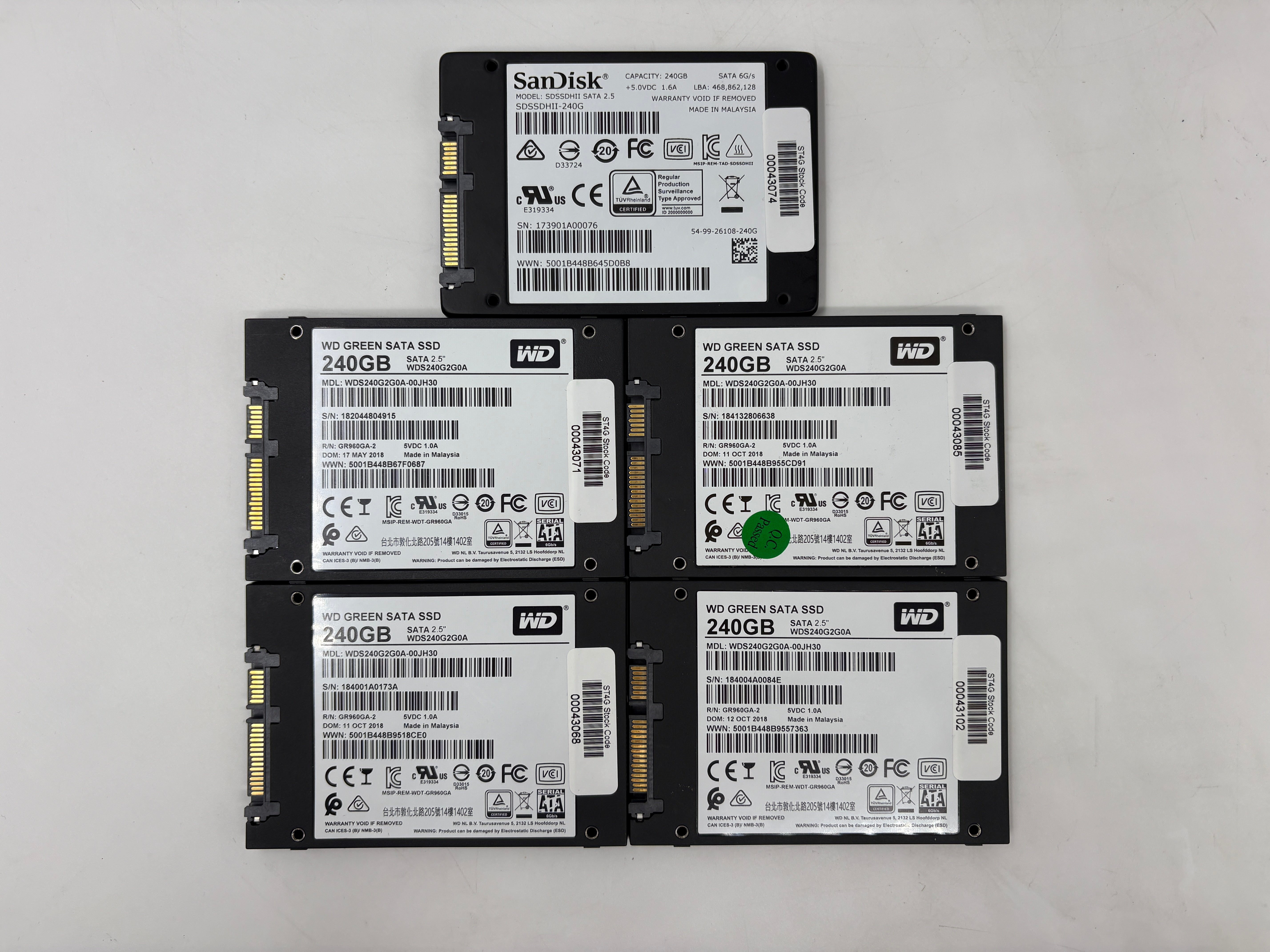Batch of 5 240GB SSD 2.5" SATA - Mixed Models