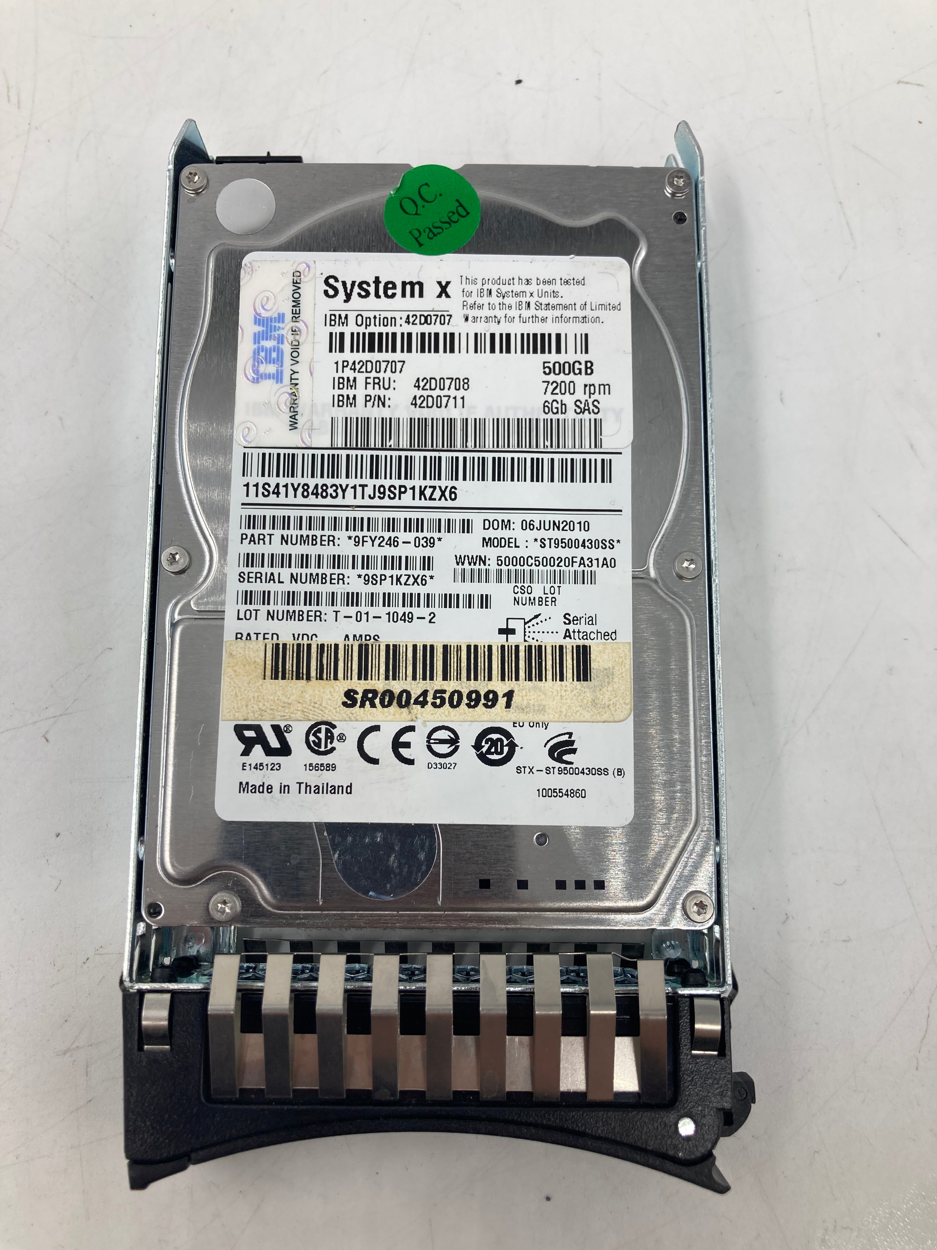 IBM HDD 2.5" SAS 500GB 7.2K RPM 6Gbps FRU 42D0708 Lot of 2