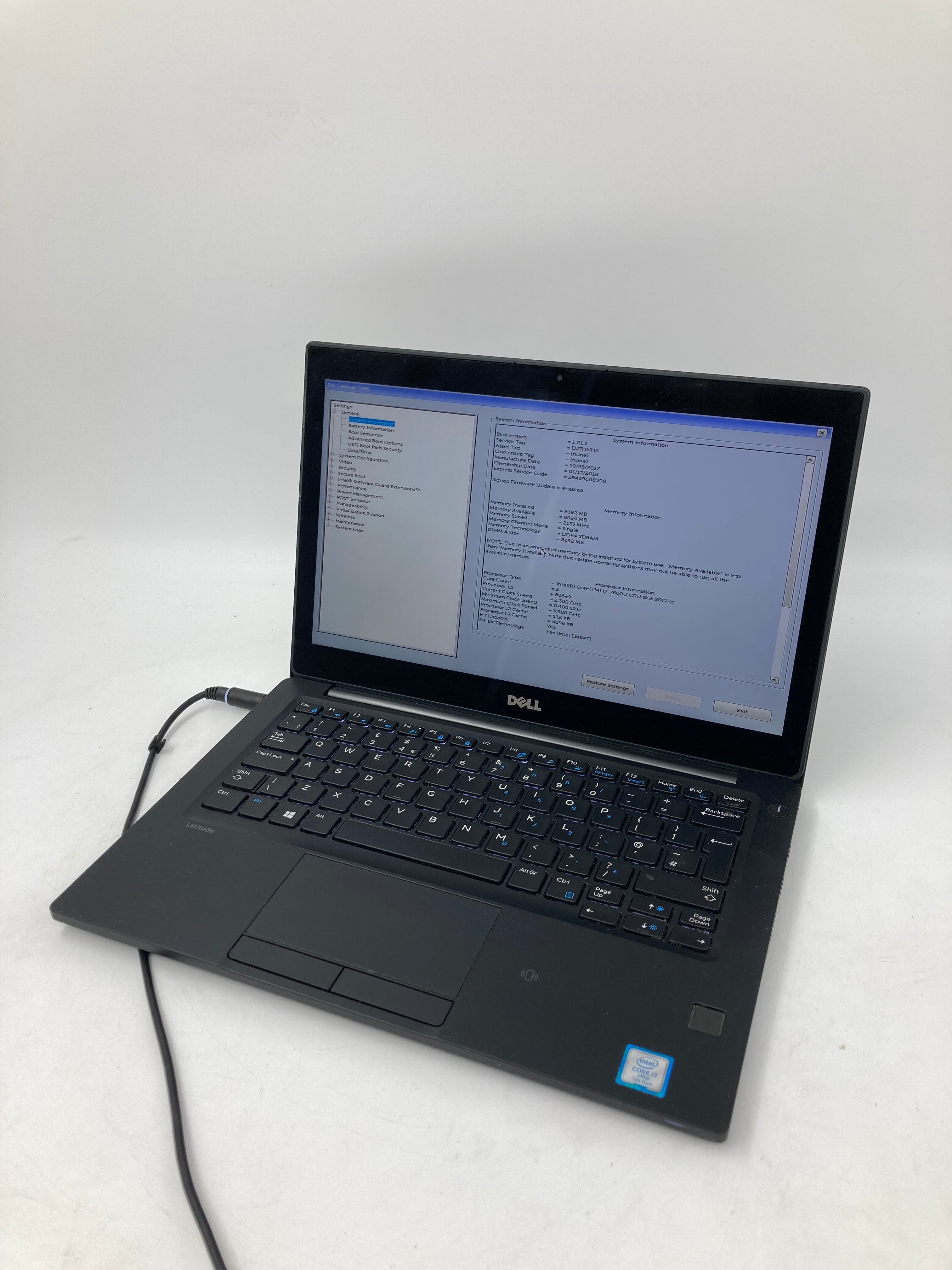 Dell Laptop Latitude 7280 12" i7 7th Gen 8GB RAM No HDD No OS *Spares*