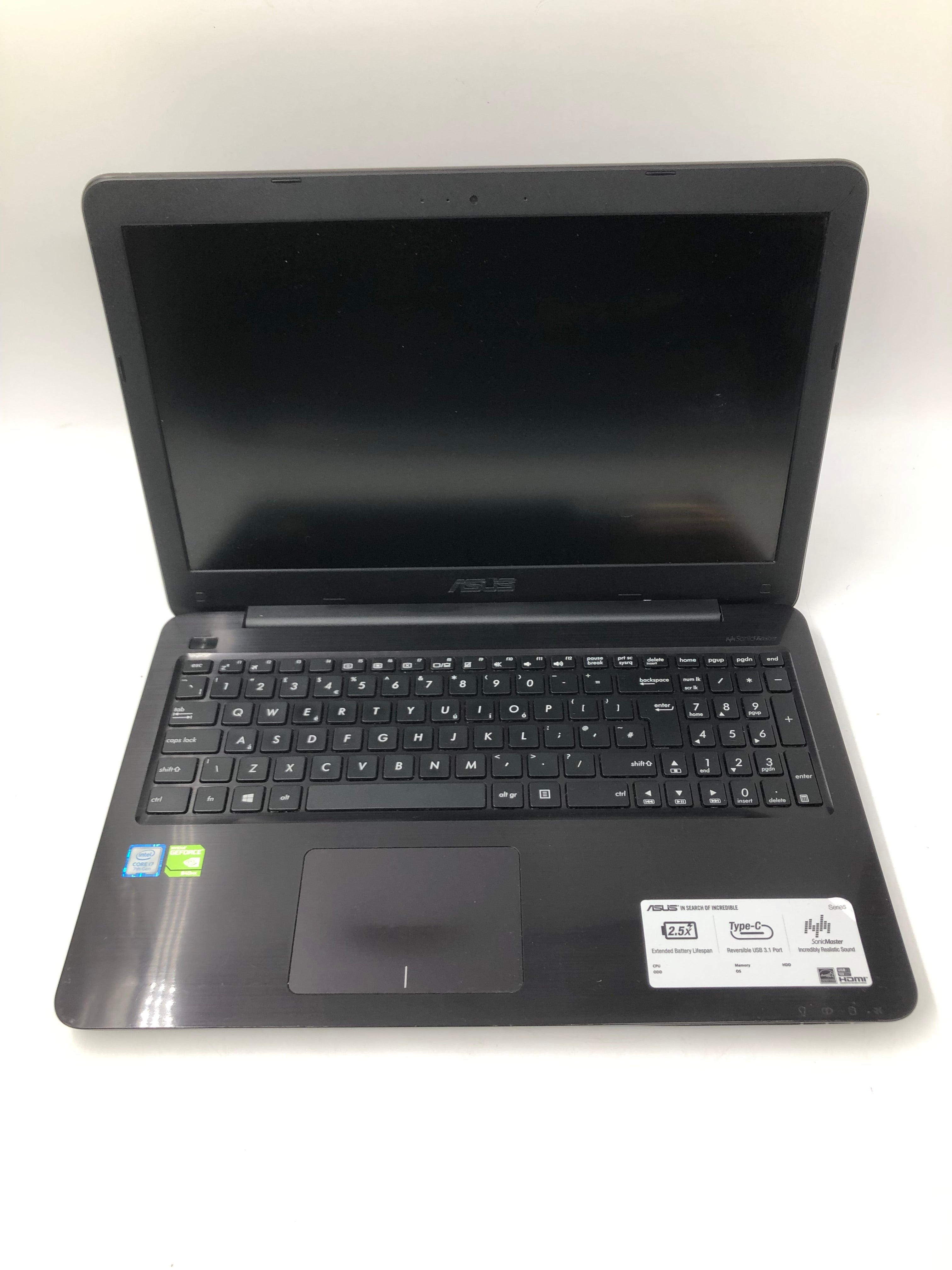 Asus Laptop K556U 15" i7 7th Gen 12GB RAM GeForce 940MX No HDD No OS *Spares*