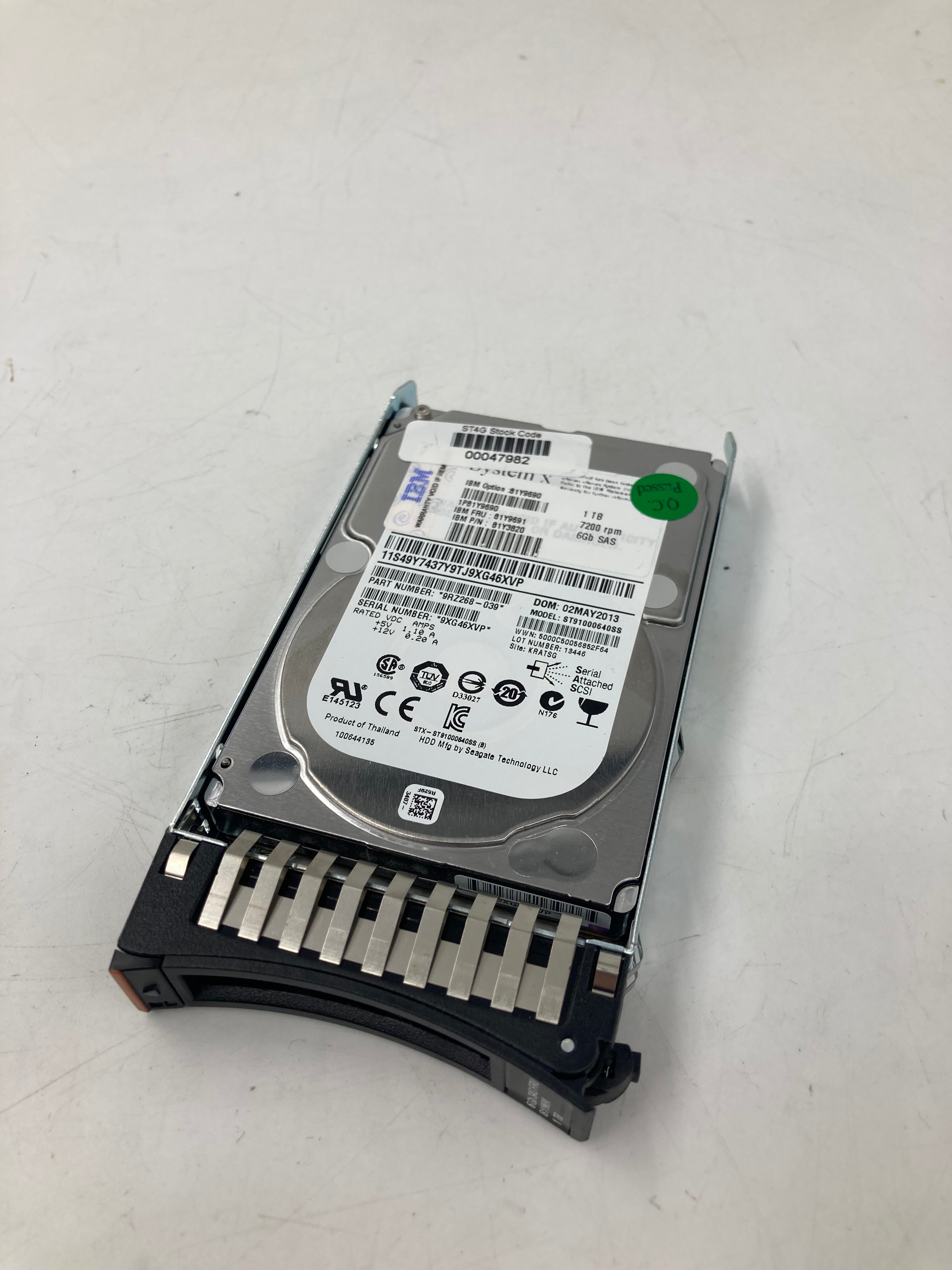 IBM HDD 2.5" SAS 1TB 7.2K RPM 6Gbps FRU 81Y9691 Lot of 6