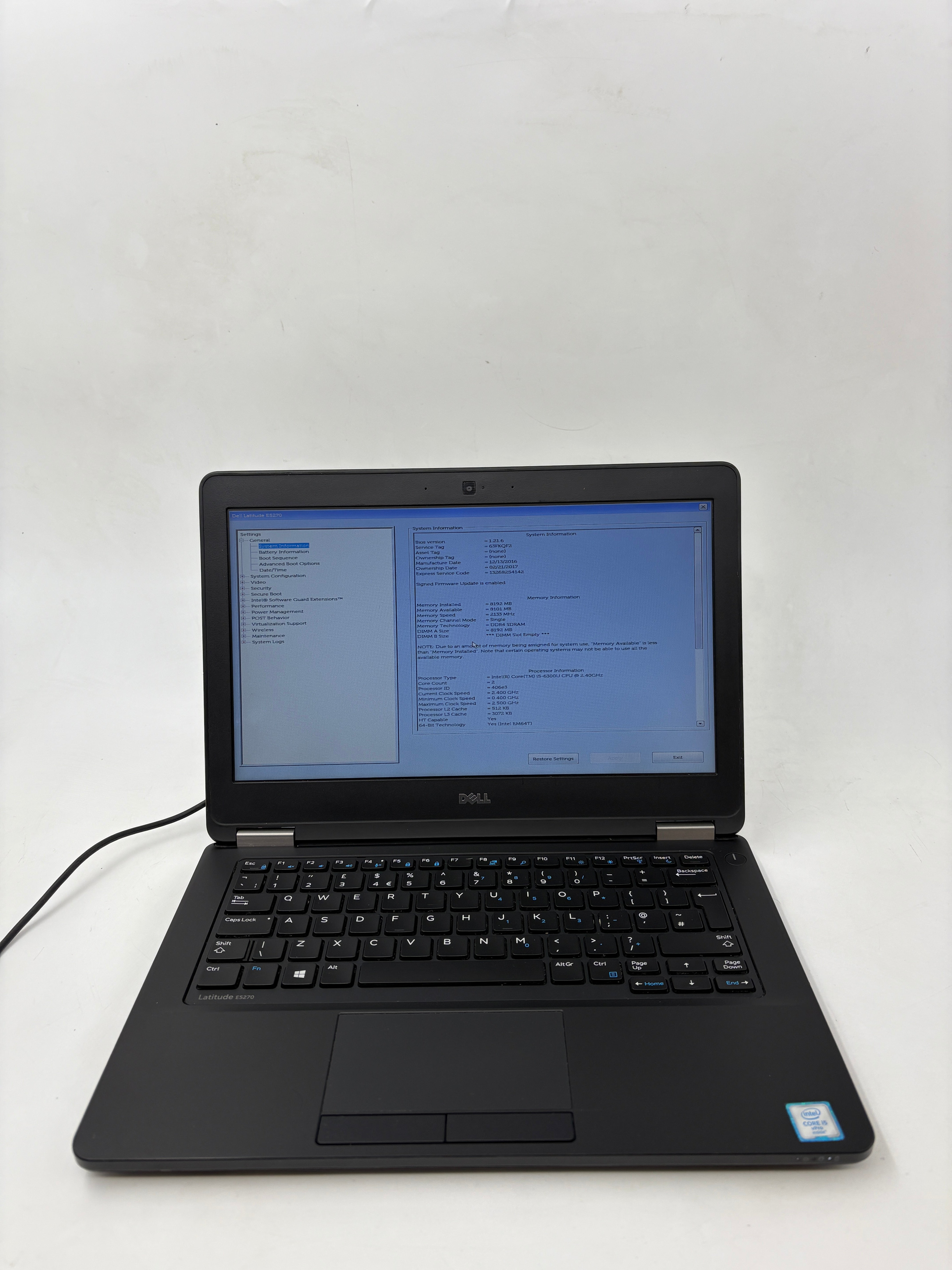 Dell Laptop Latitude E5270 12.5" Screen i5 6th Gen 16GB RAM NO SSD NO OS #3