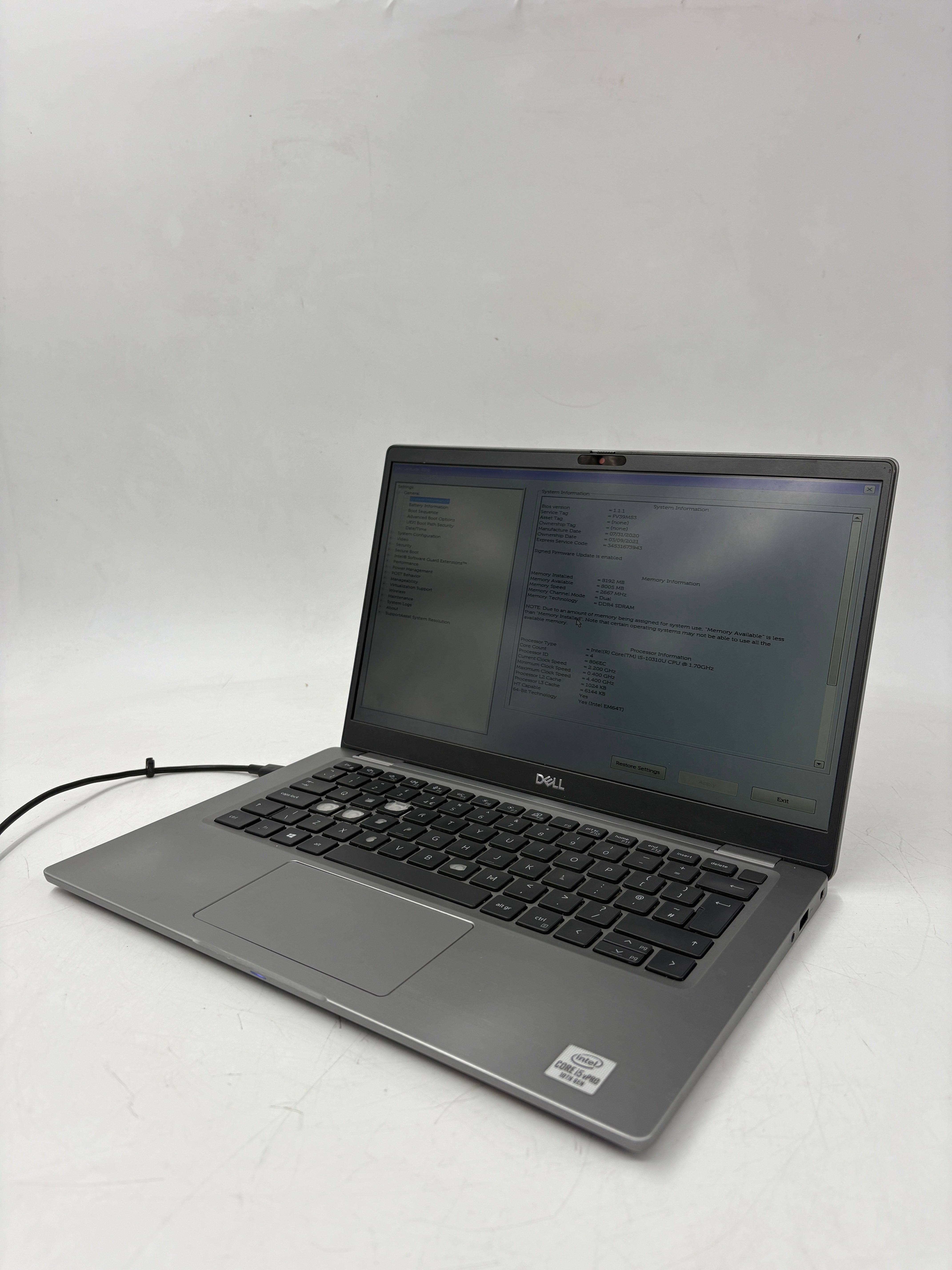 Dell Laptop Latitude 7310 13.3" Screen i5 10th Gen 8GB RAM 256GB SSD W11