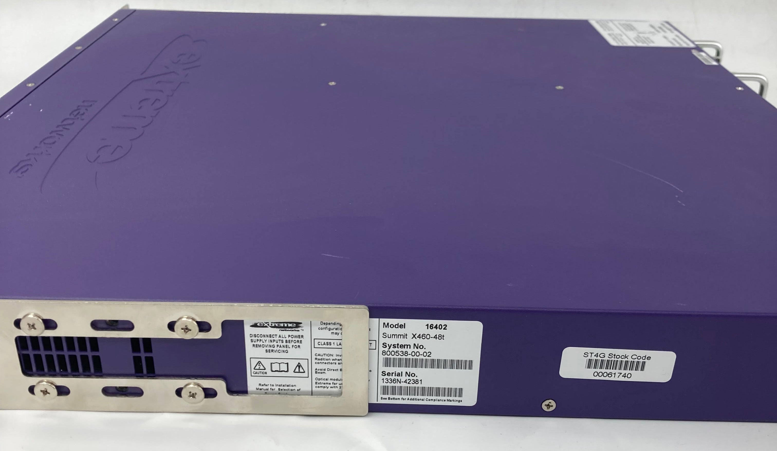 A refurbished Extreme Networks Summit X460-48T ethernet gigabit switch