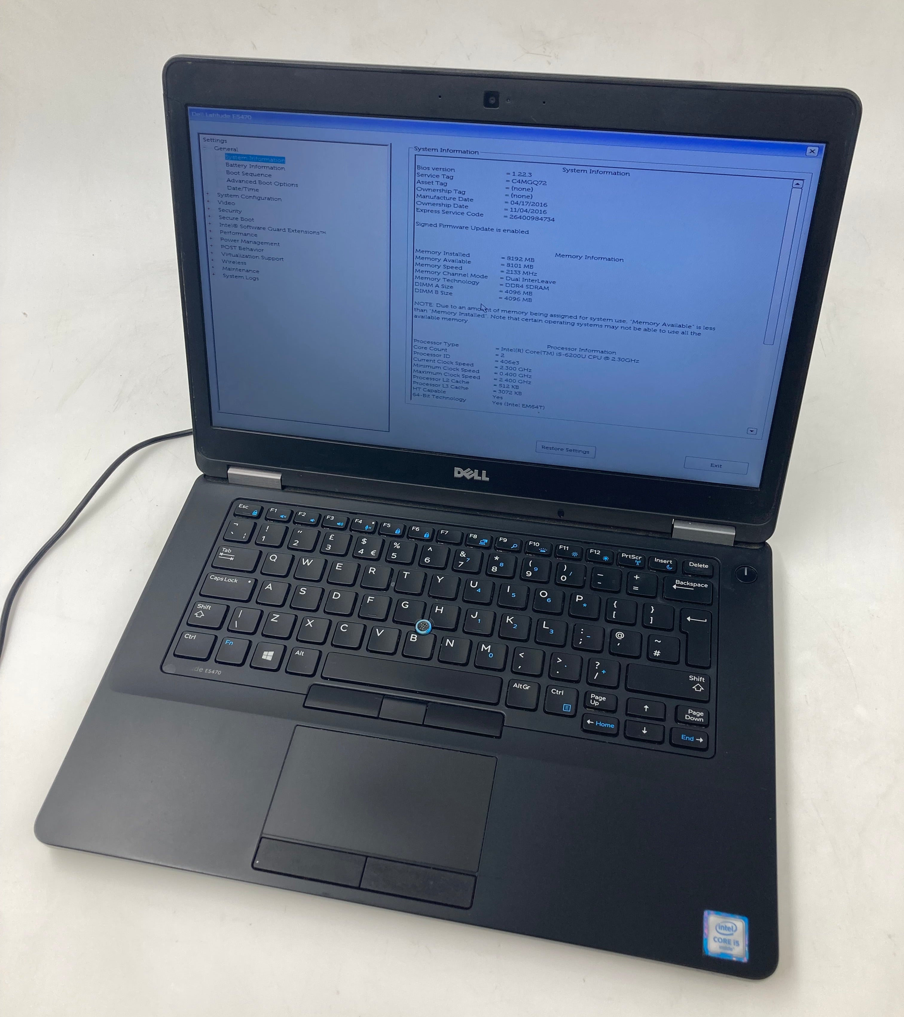 Dell Laptop Latitude E5470 14" i5 6th Gen 8GB RAM No HDD *Spares*