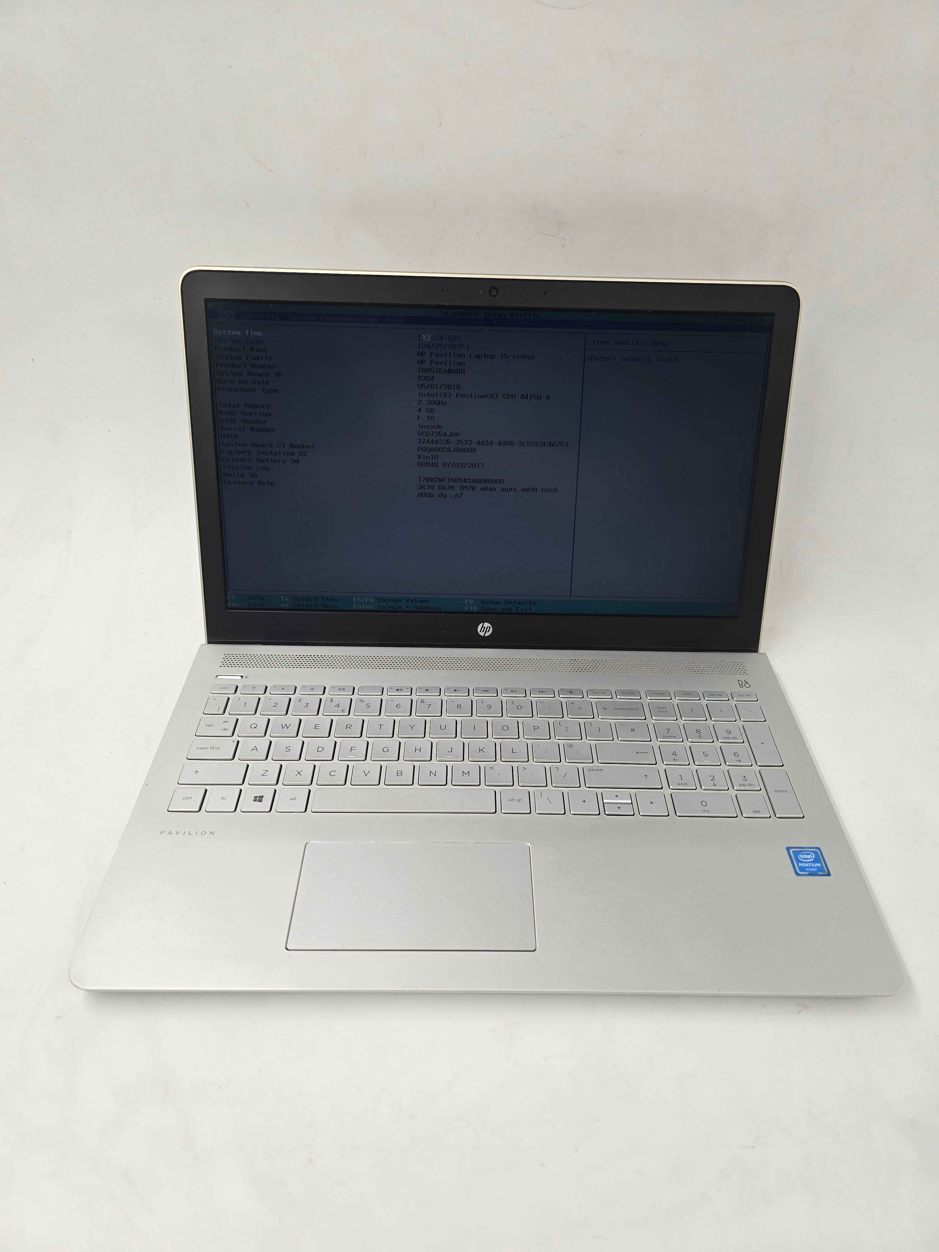 HP Laptop Pavilion 15-CC001na 15.6" Screen Pentium 4415U 4GB RAM NO SSD NO OS