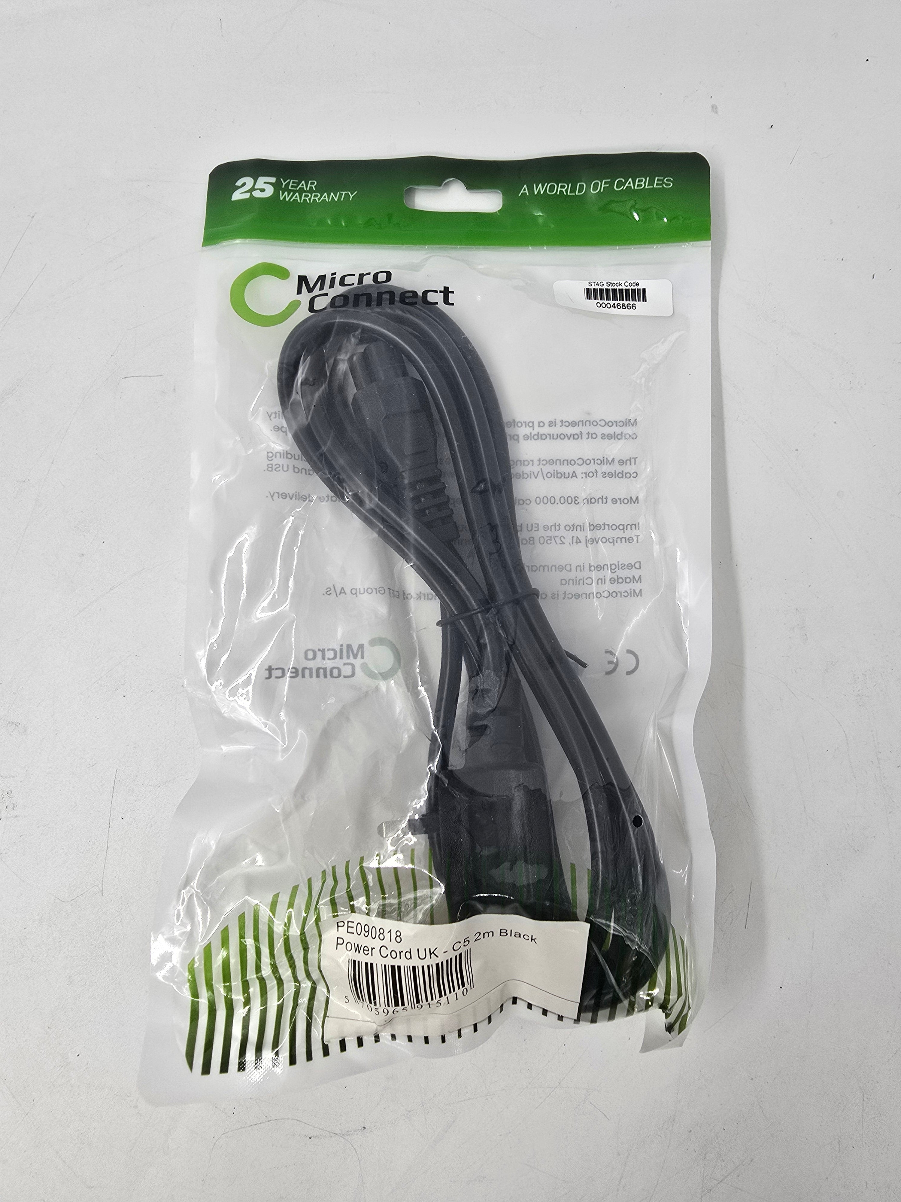 MicroConnect Power Cable Clover Lead C5 UK Power Cord 2m Lot of 8