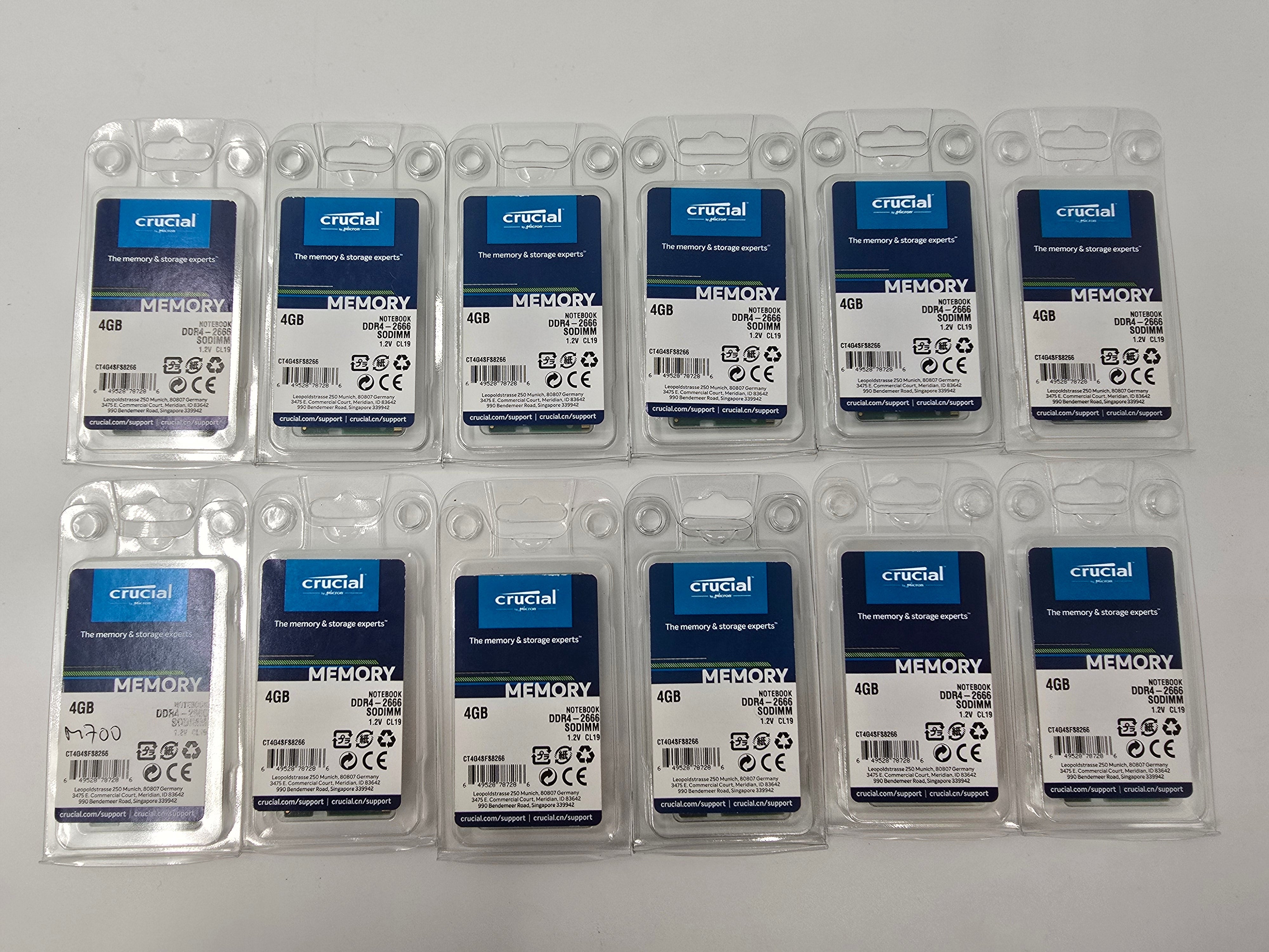 Crucial Laptop RAM 4GB DDR4 2666MHz 1.2V CL19 SODIMM Lot of 12