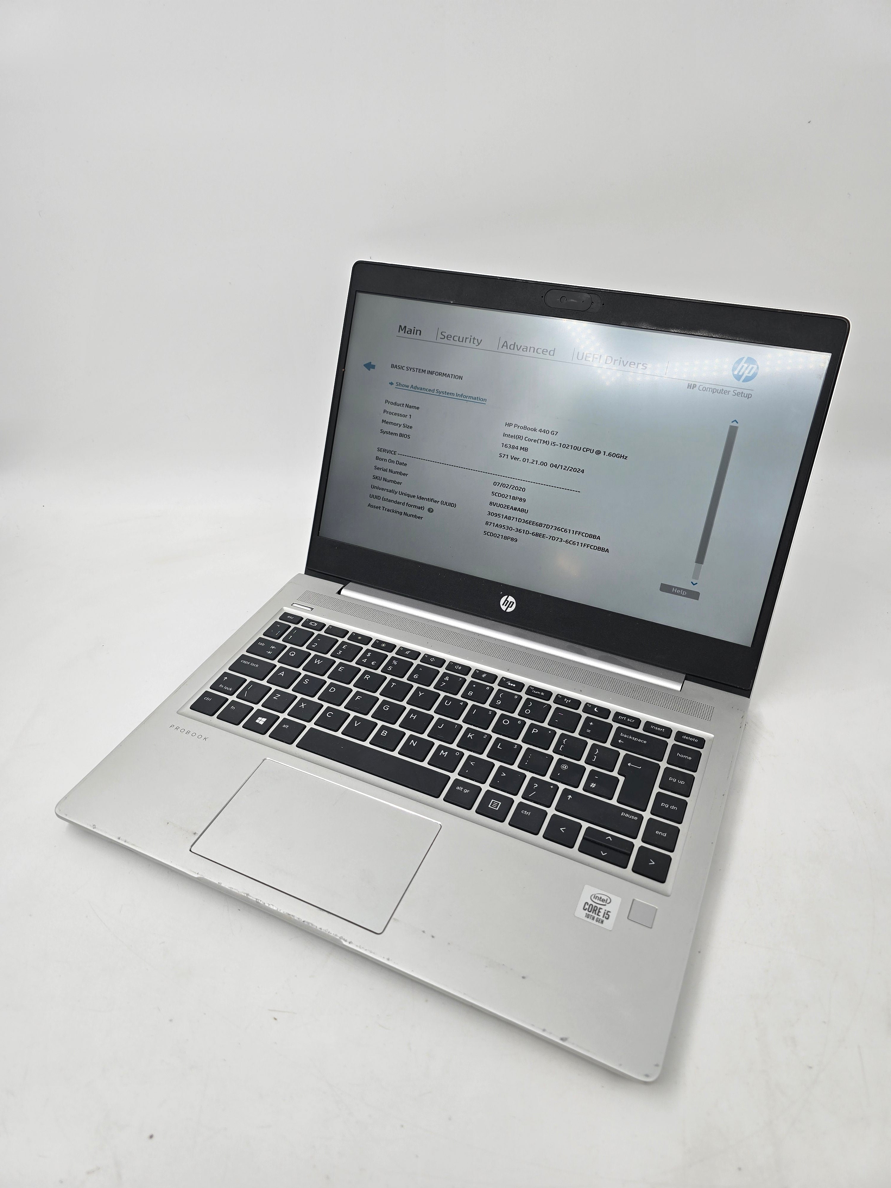 HP Laptop ProBook 440 G7 14" Screen i5 10th Gen 16GB RAM No SSD *Spares*