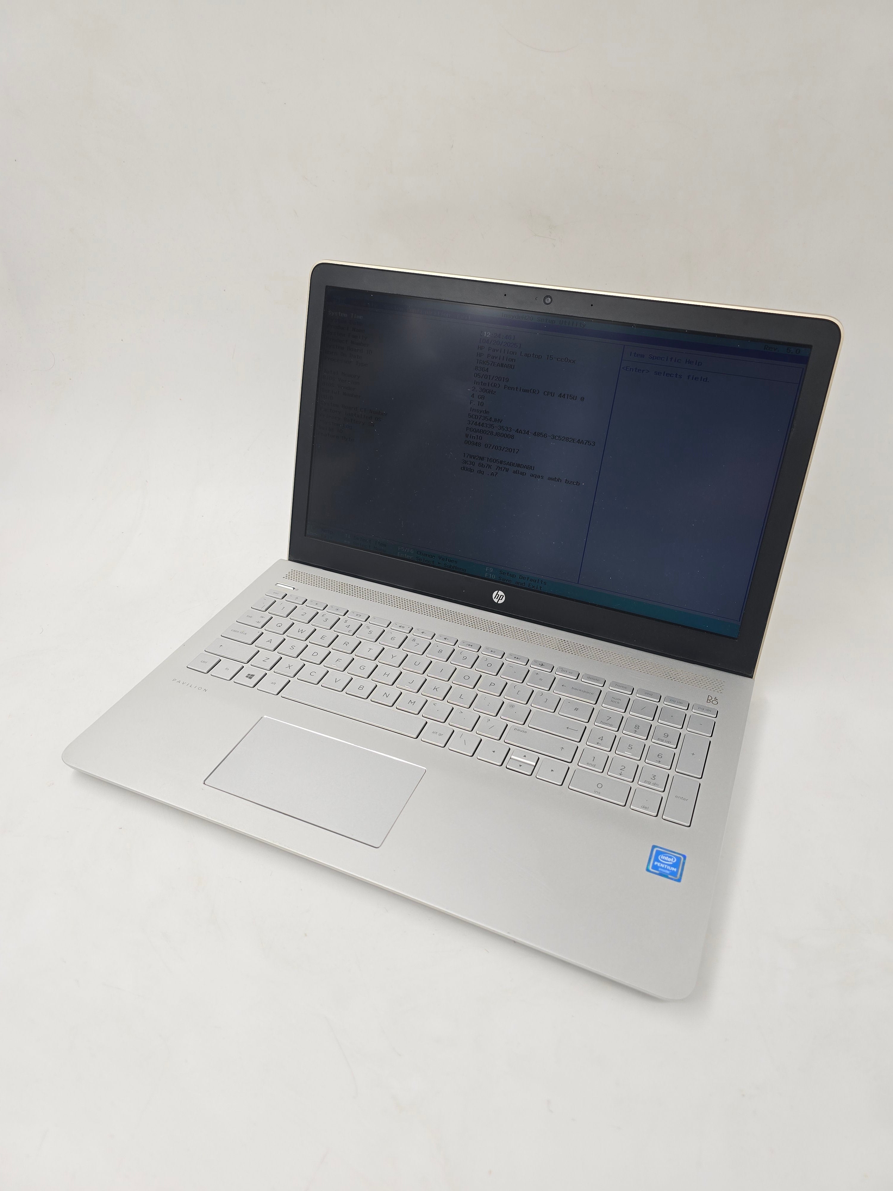 HP Laptop Pavilion 15-CC001na 15.6" Screen Pentium 4415U 4GB RAM NO SSD NO OS