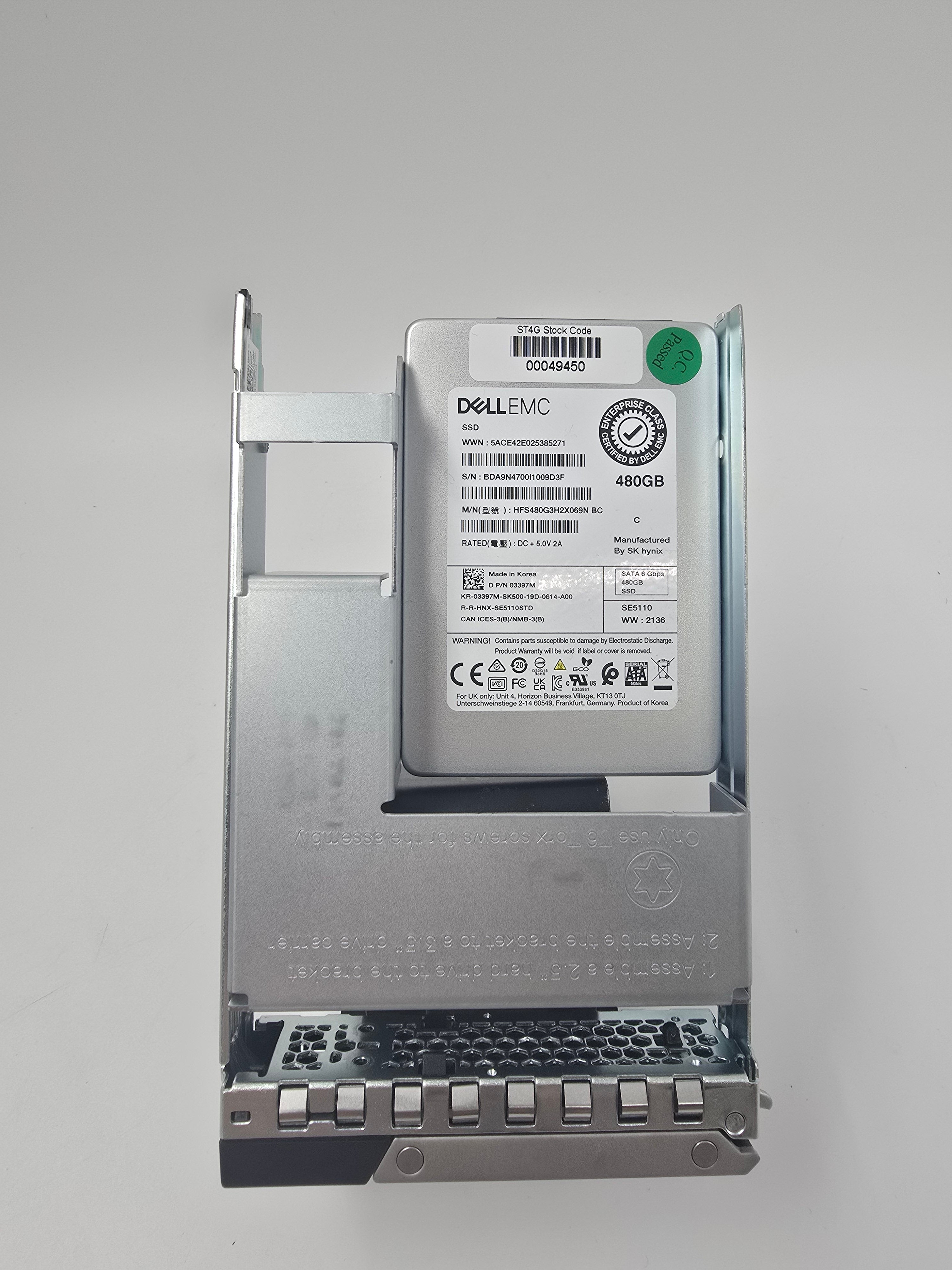 Dell EMC Solid State Drive 480GB 2.5" SATA 6Gbps SSD Lot of Two DP/N 03397M
