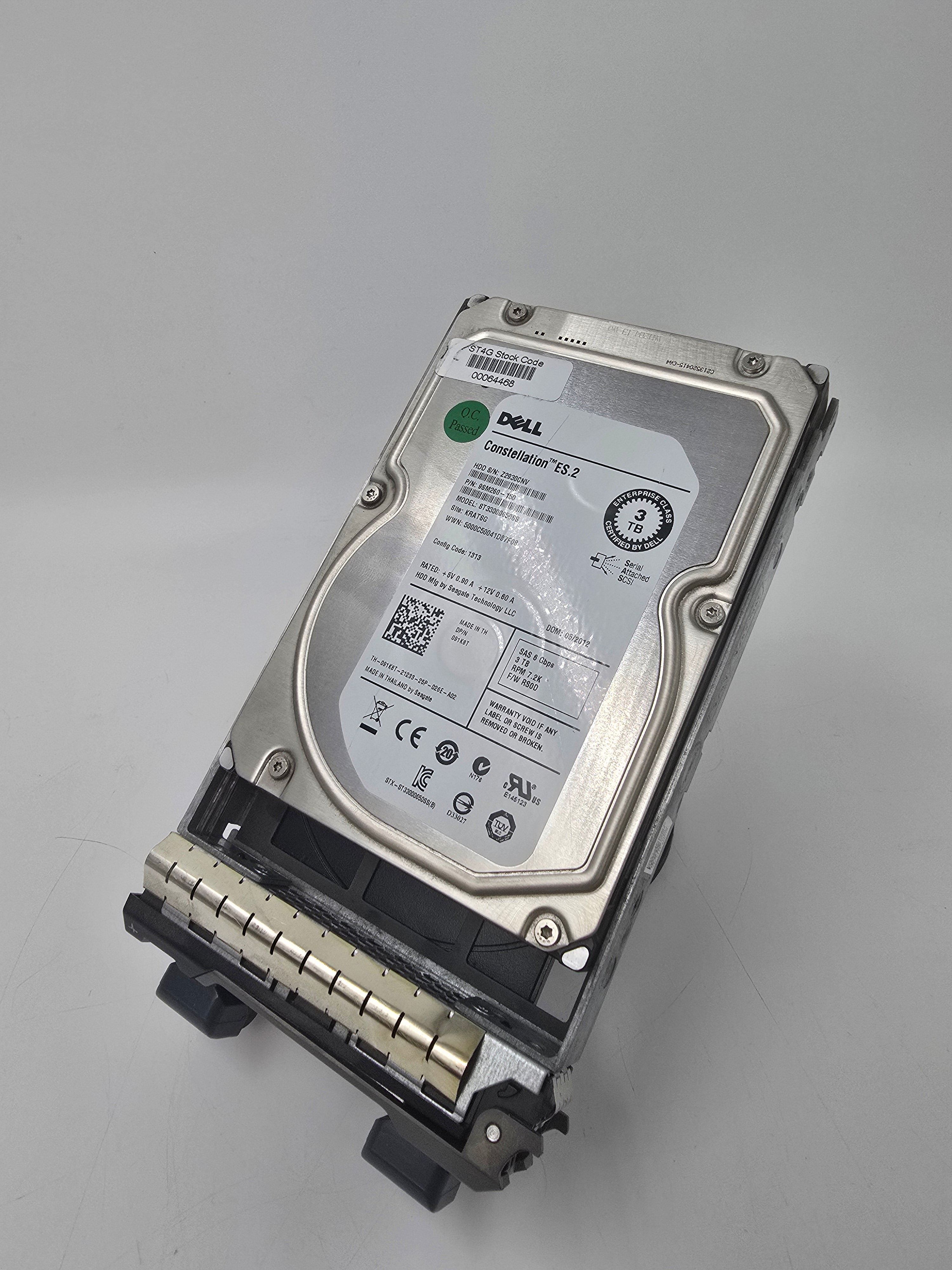 Dell Hard Disk Drive | 3TB | SAS | 3.5" | DP/N 091K8T | 7.2K | 6Gbps | HDD