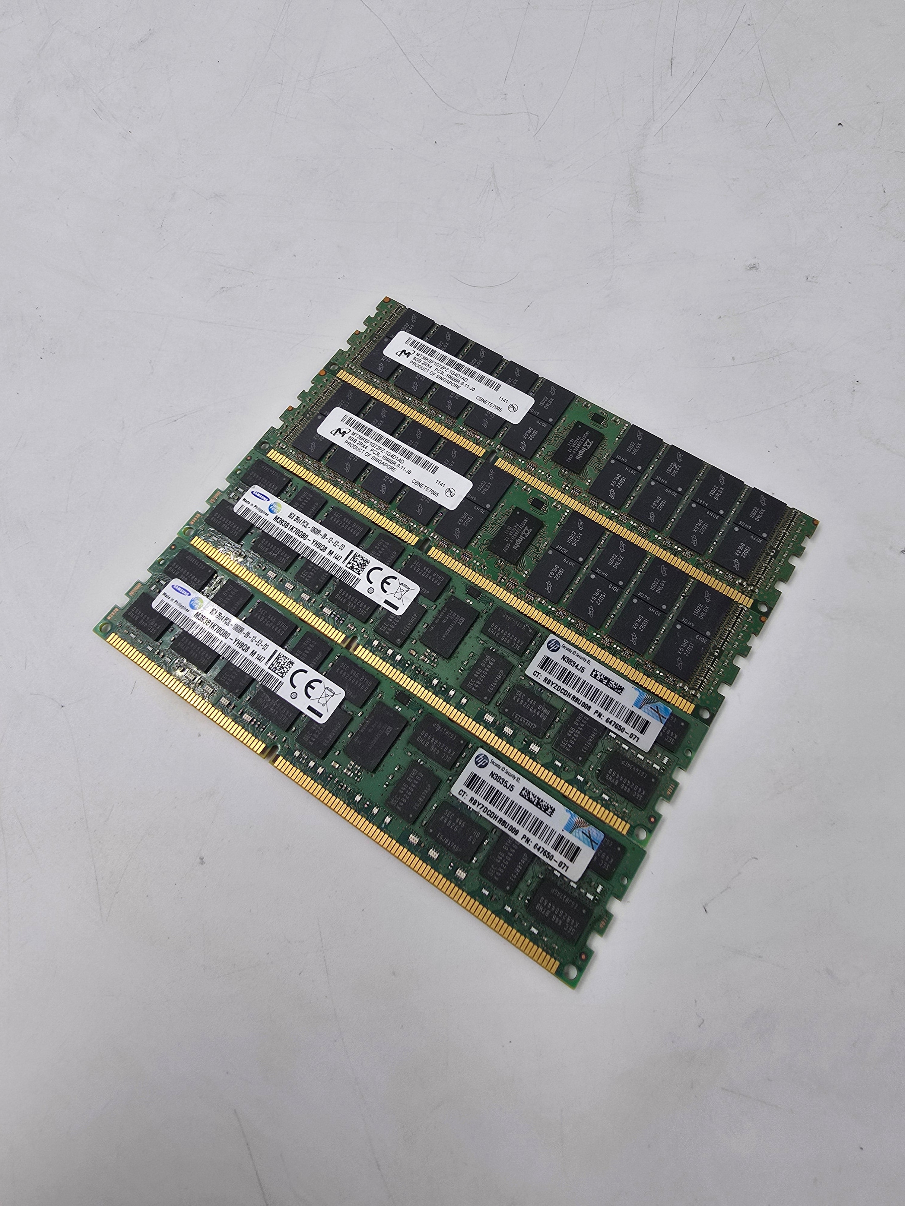 Server RAM 32GB (4x 8GB) 2Rx4 PC3L 10600R Samsung Micron Lot of Four
