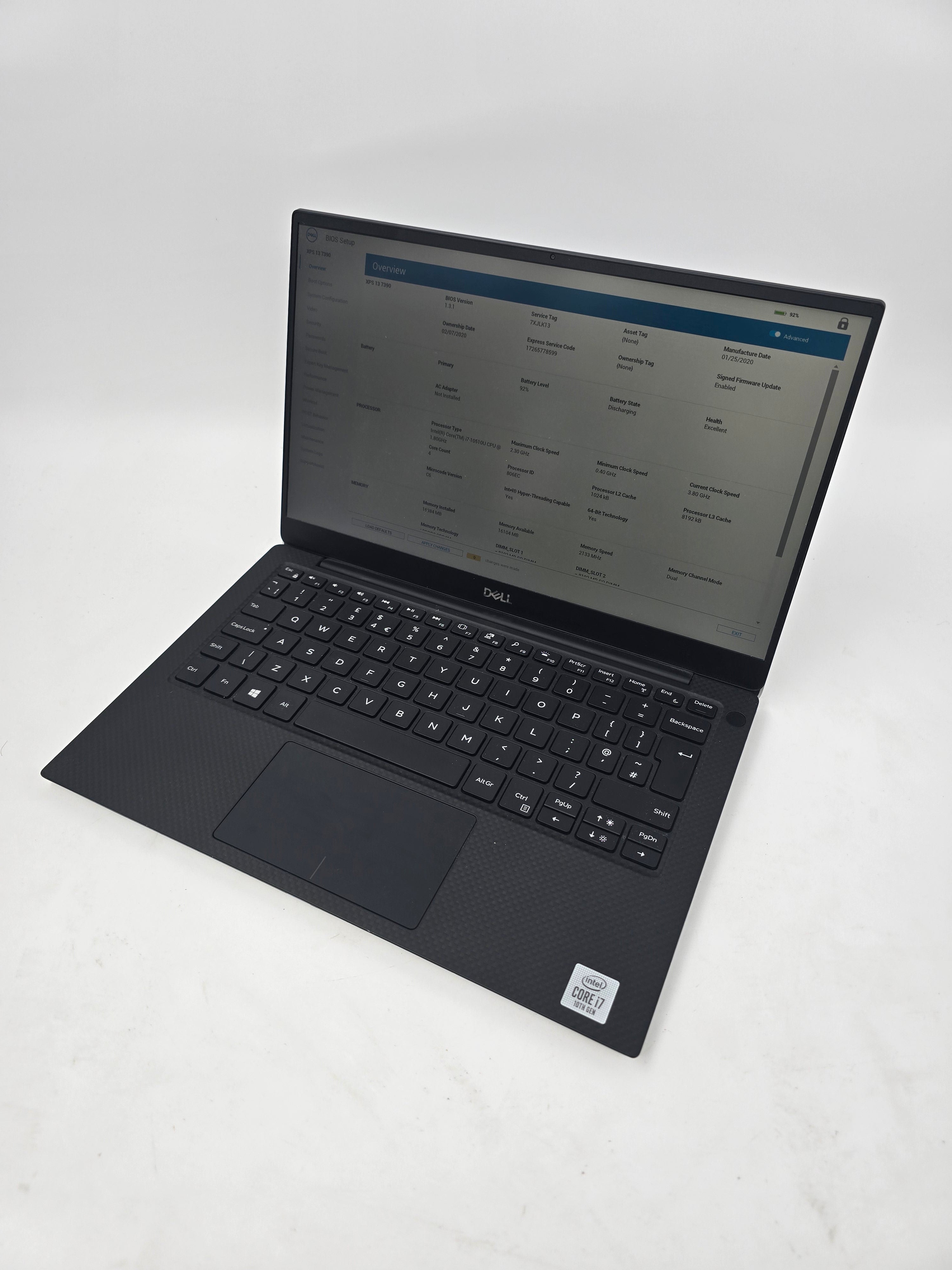 Dell Laptop XPS 13 7390 13.3" Screen i7 10th Gen 16GB RAM 512GB SSD W11
