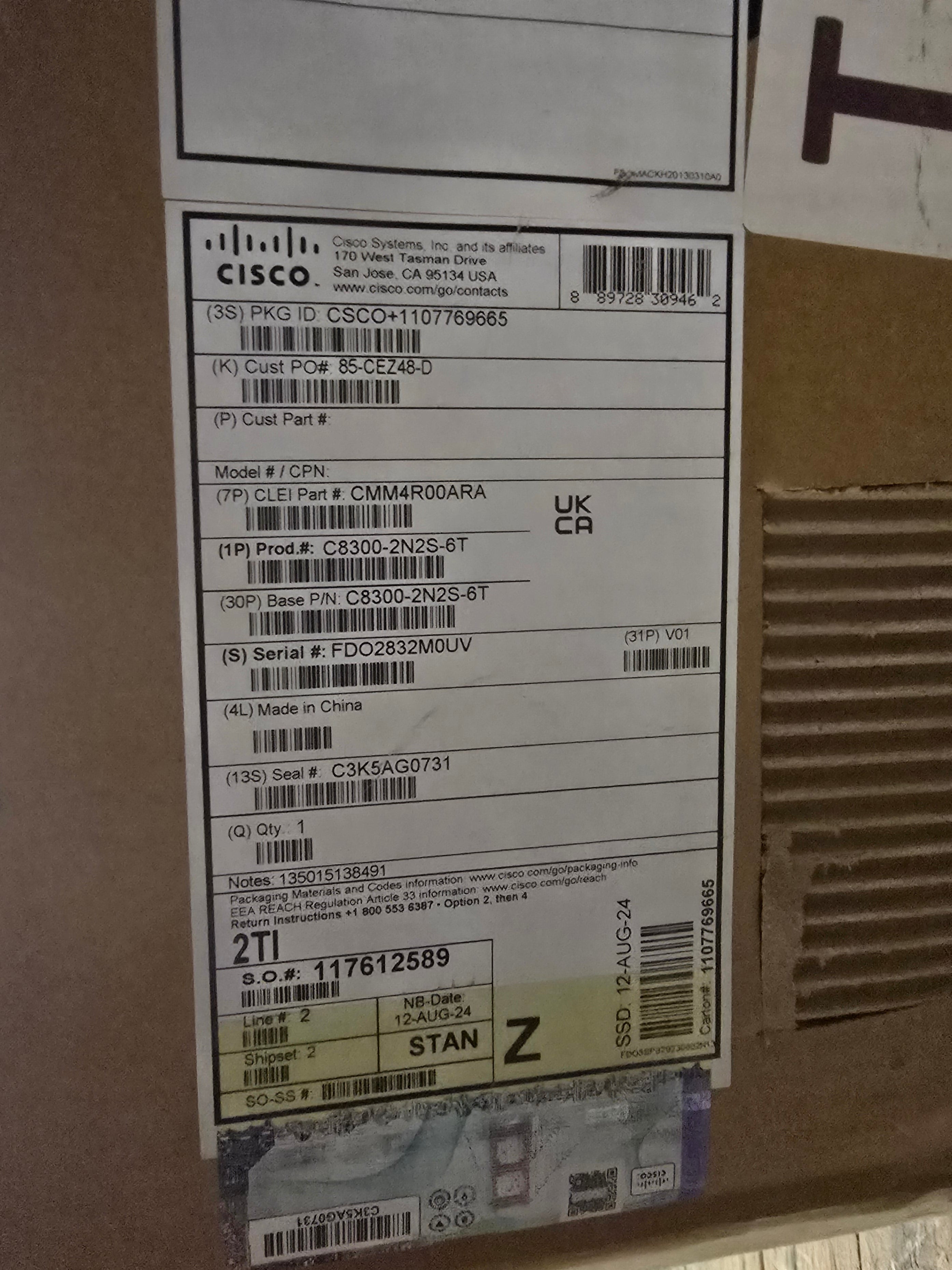 Cisco Catalyst C8300-2N2S-6T Router Opened Never Used