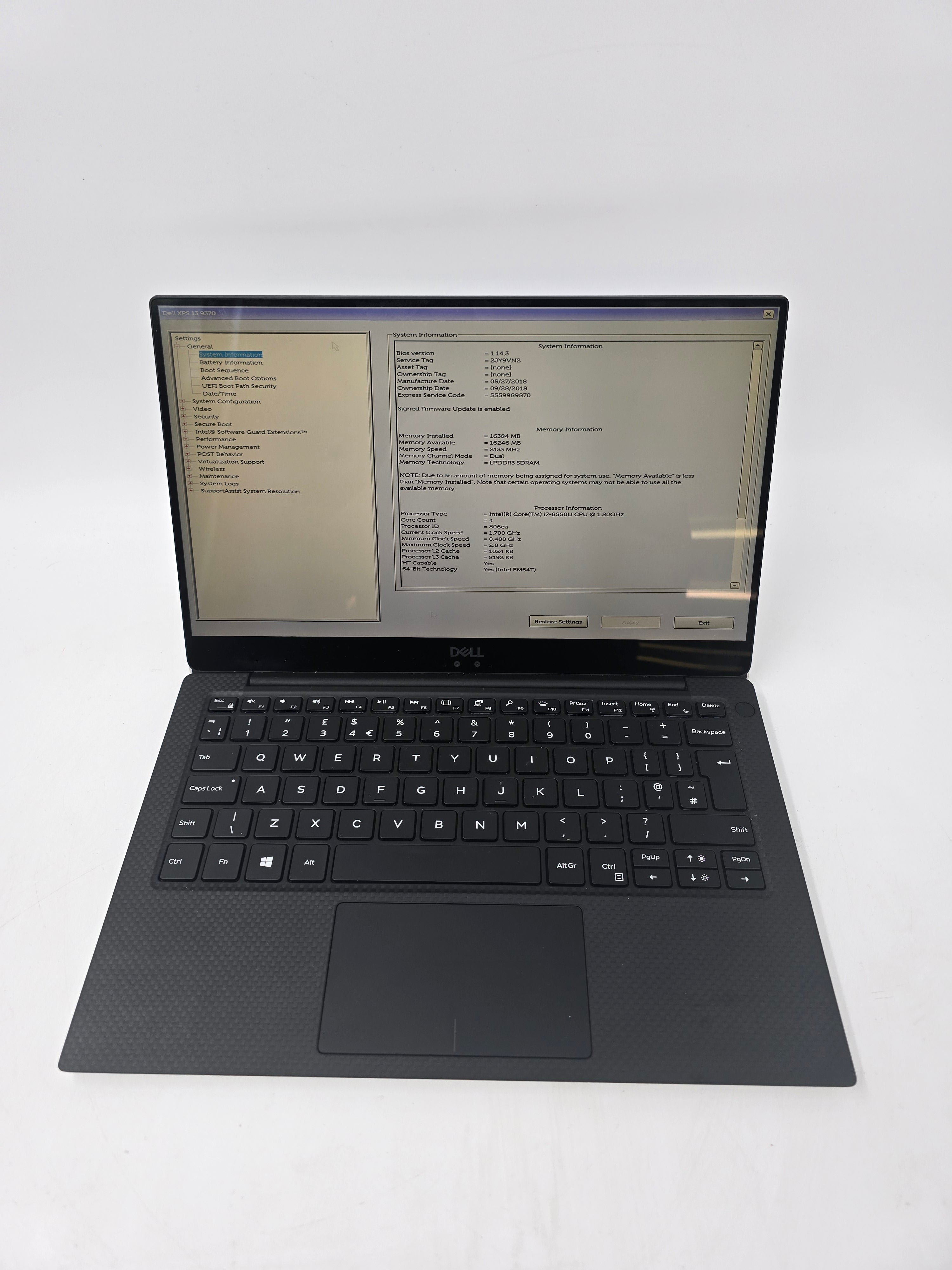 Dell Laptop XPS 13 9370 13" TouchScreen i7 8th Gen 16GB RAM 512GB SSD No OS