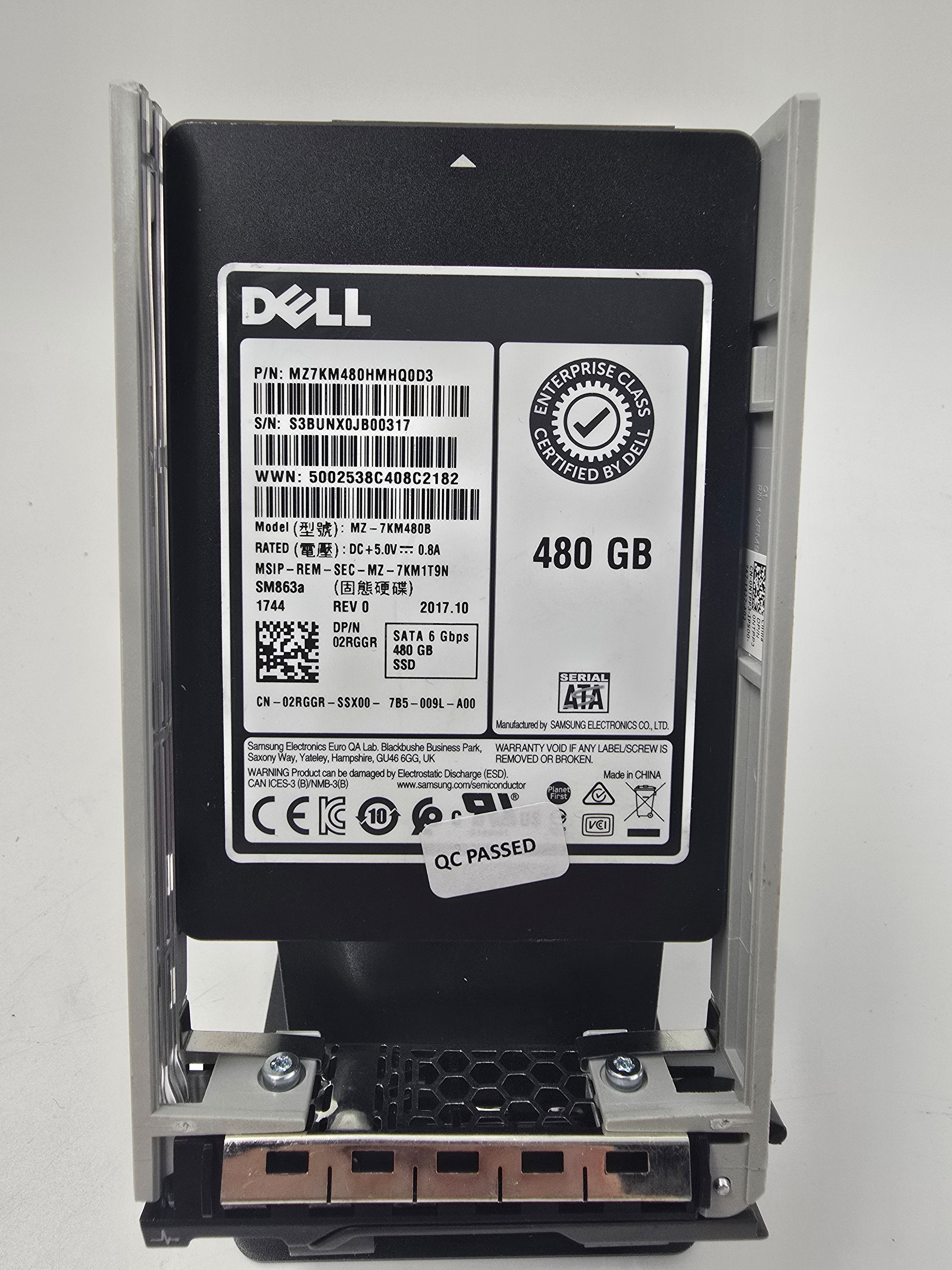 Dell Solid State Drive 480GB 2.5" SATA Enterprise SSD DP/N 02RGGR