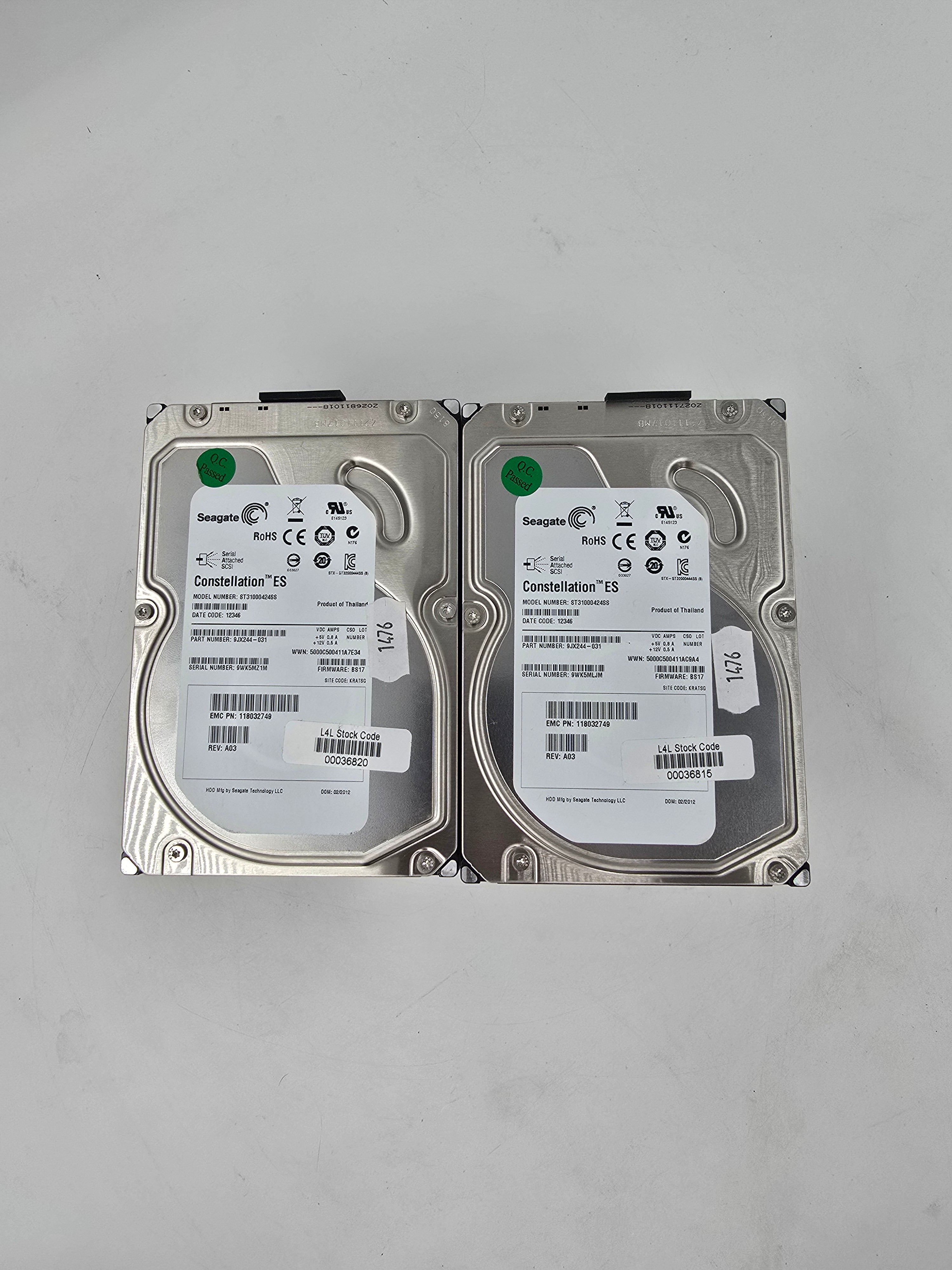 Seagate Hard Disk Drive 1TB SAS 3.5" LFF HDD ST31000424SS 7.2K RPM Lot of 10
