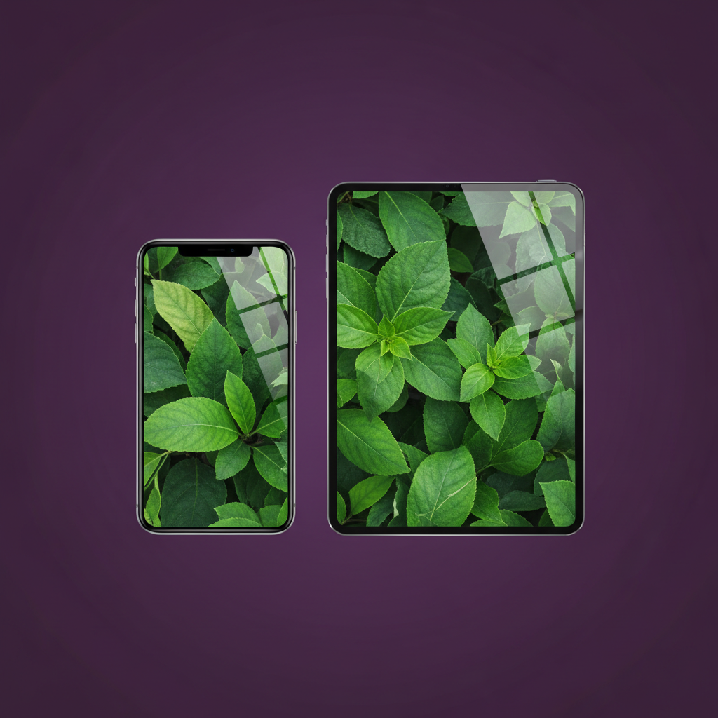 Tablets and Phones on Purple Background