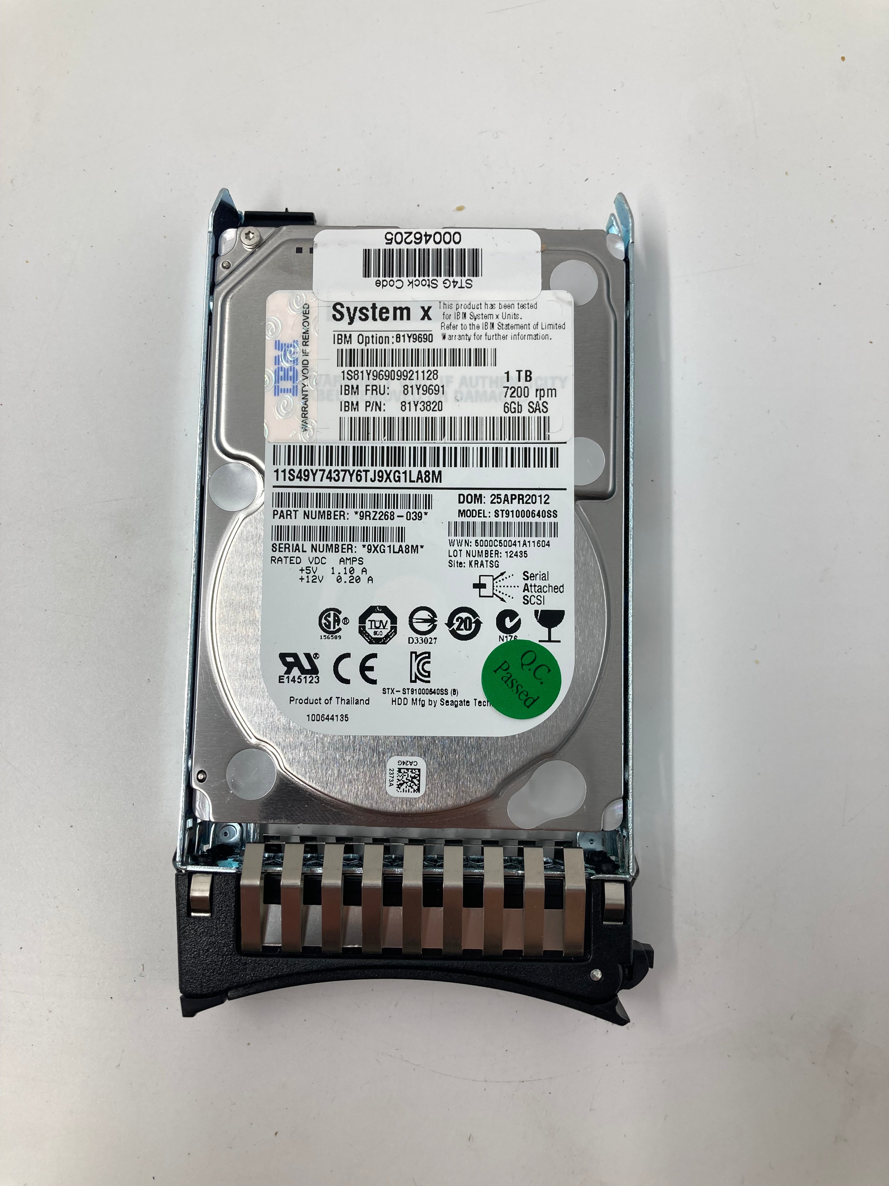 IBM HDD 2.5" SAS 1TB 7.2K RPM 6Gbps FRU 81Y9691 Lot of 9
