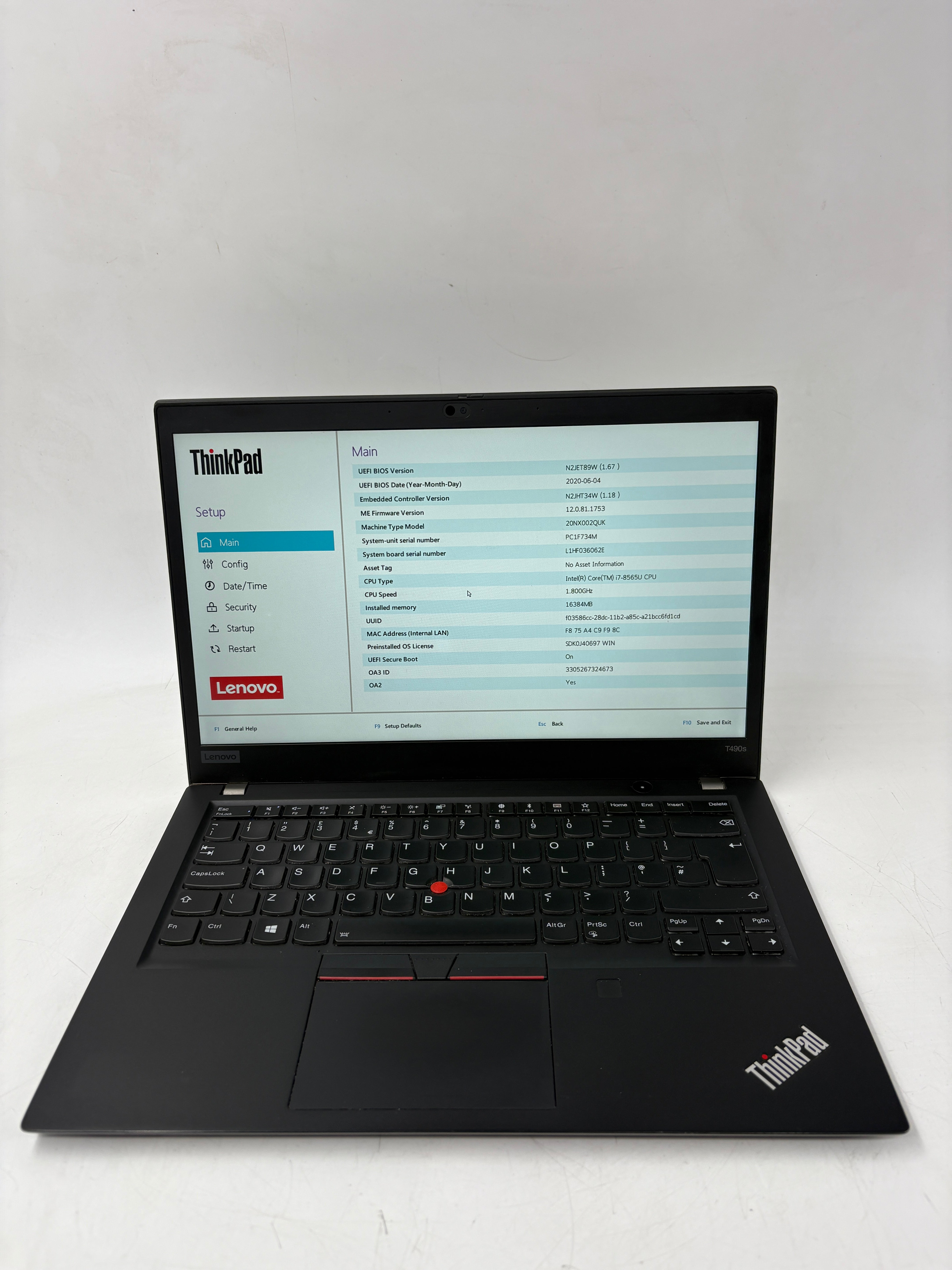 Lenovo Laptop ThinkPad T490S 14" Screen i7 8th Gen 16GB RAM 512GB SSD W11