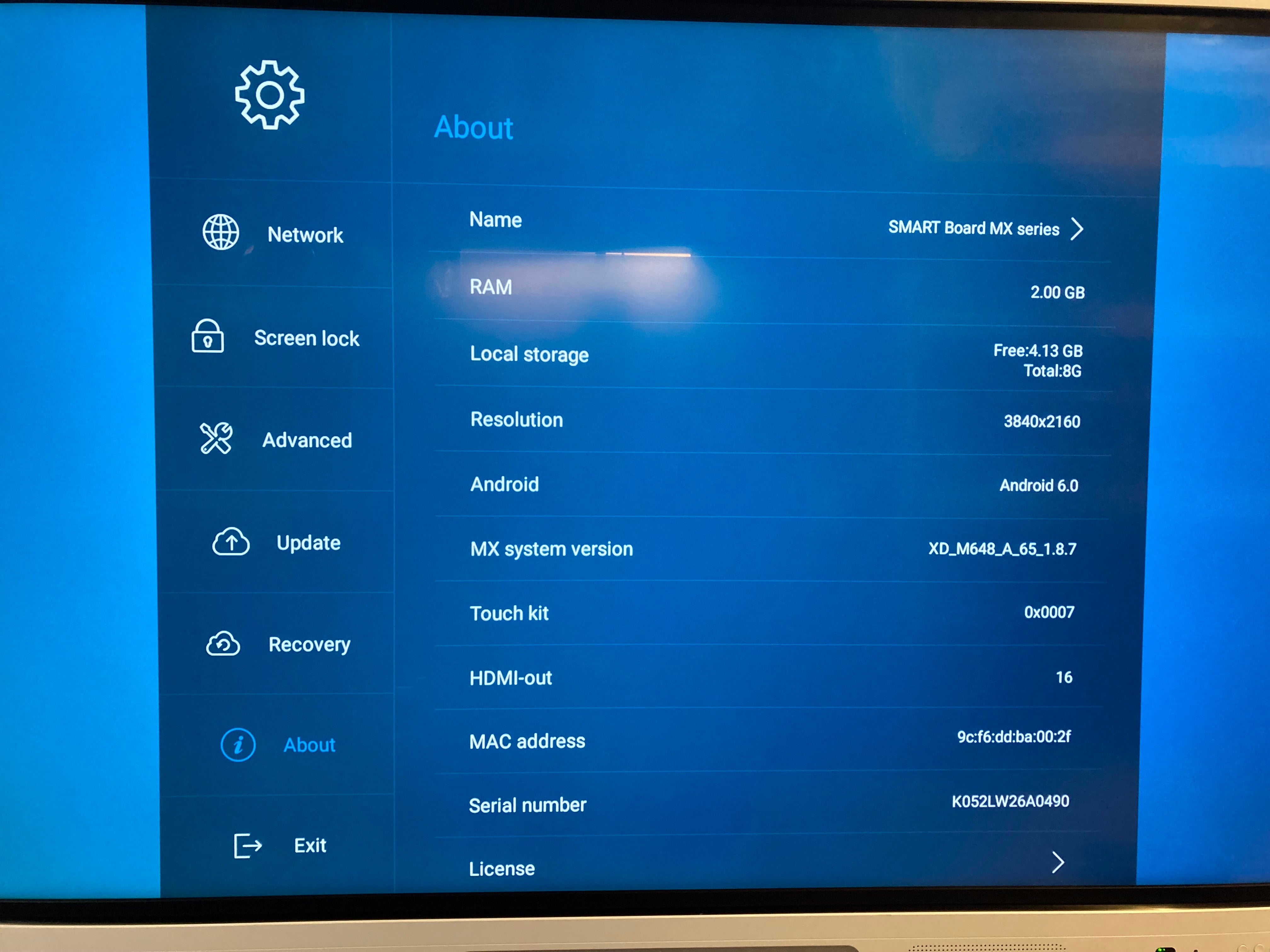 Smart WhiteBoard SBID-MX065 65" Touchscreen 4K UHD WiFi