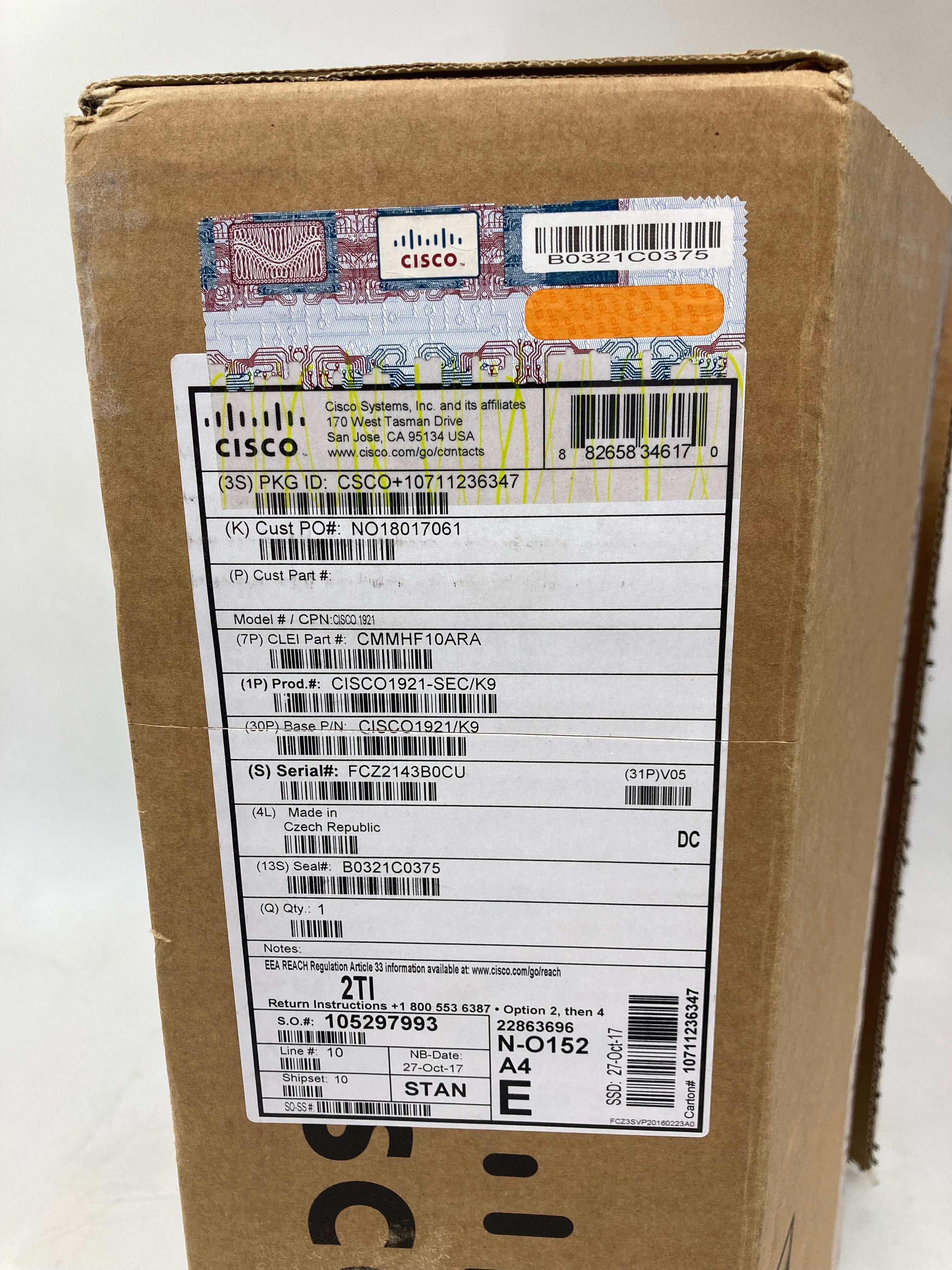 New Open Box Cisco Router 1921/K9