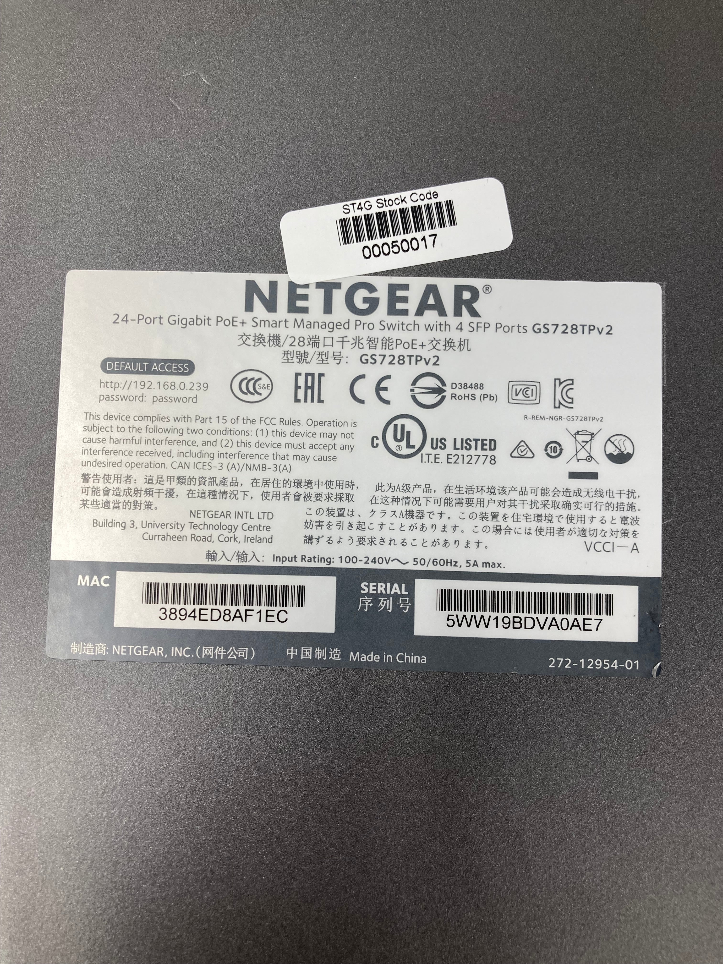 Netgear GS728TP v2 24 Port Gigabit PoE+ 4x SFP