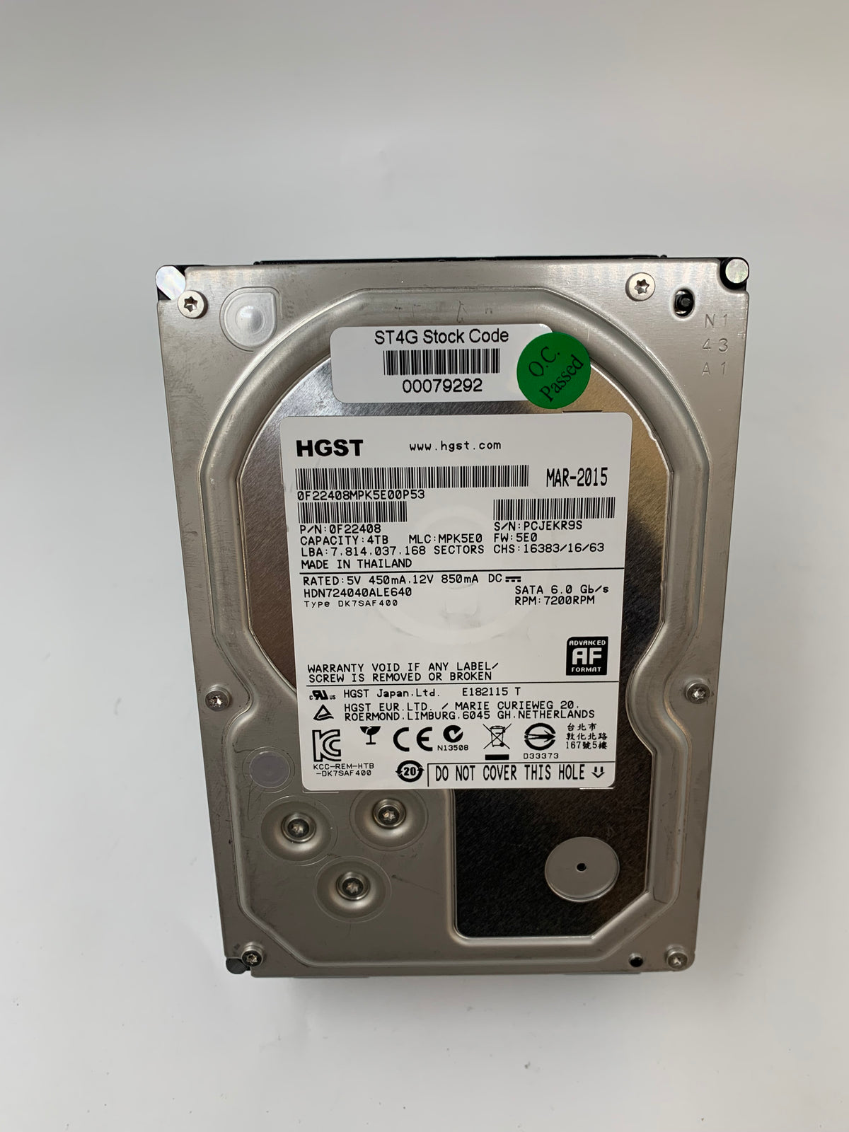 HGST Deskstar 4TB HDD | 3.5" |  SATA | 6 Gbps | 7.2K RPM |