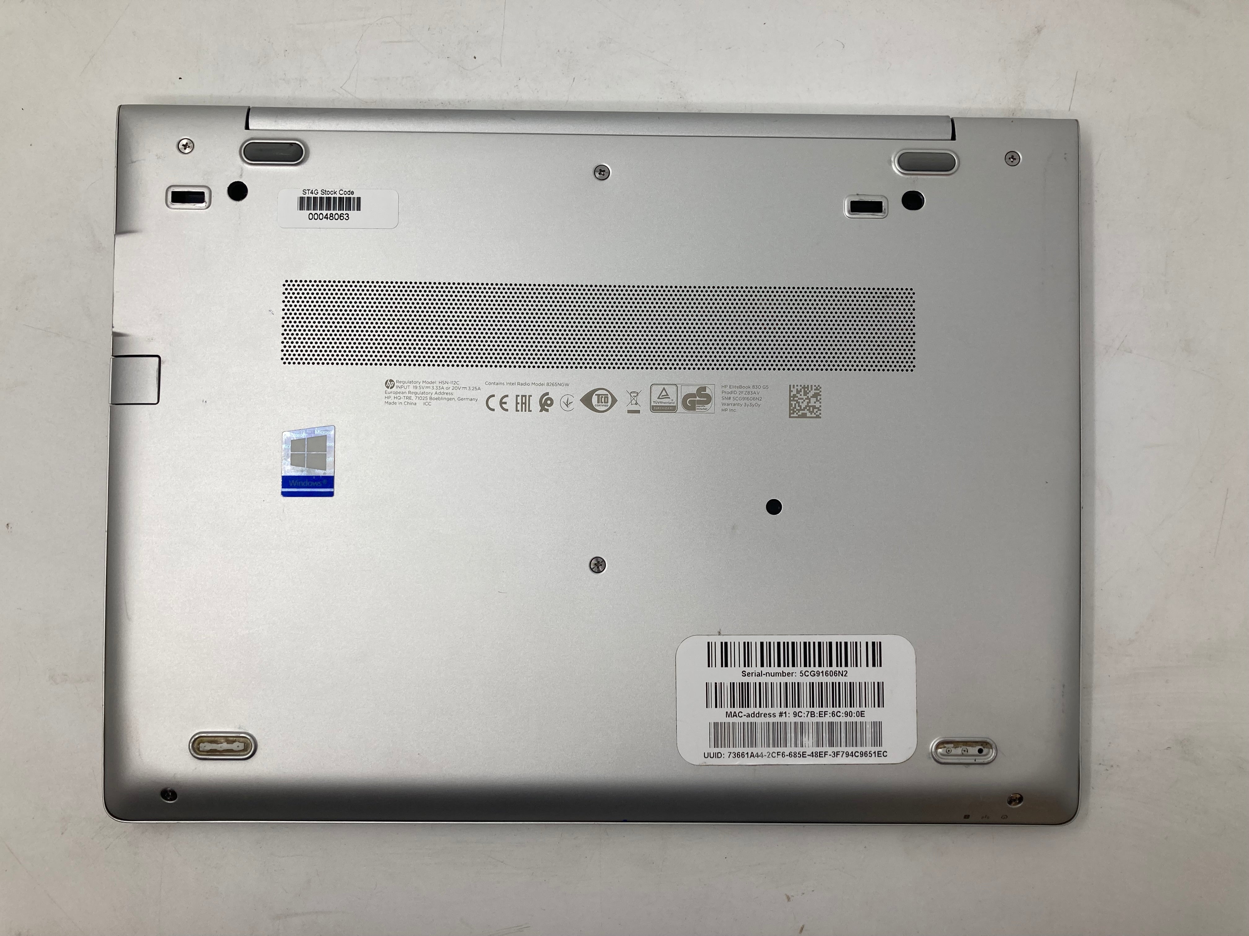 HP Laptop EliteBook 830 G5 13" i5 8th Gen No RAM No HDD No OS *Spares*